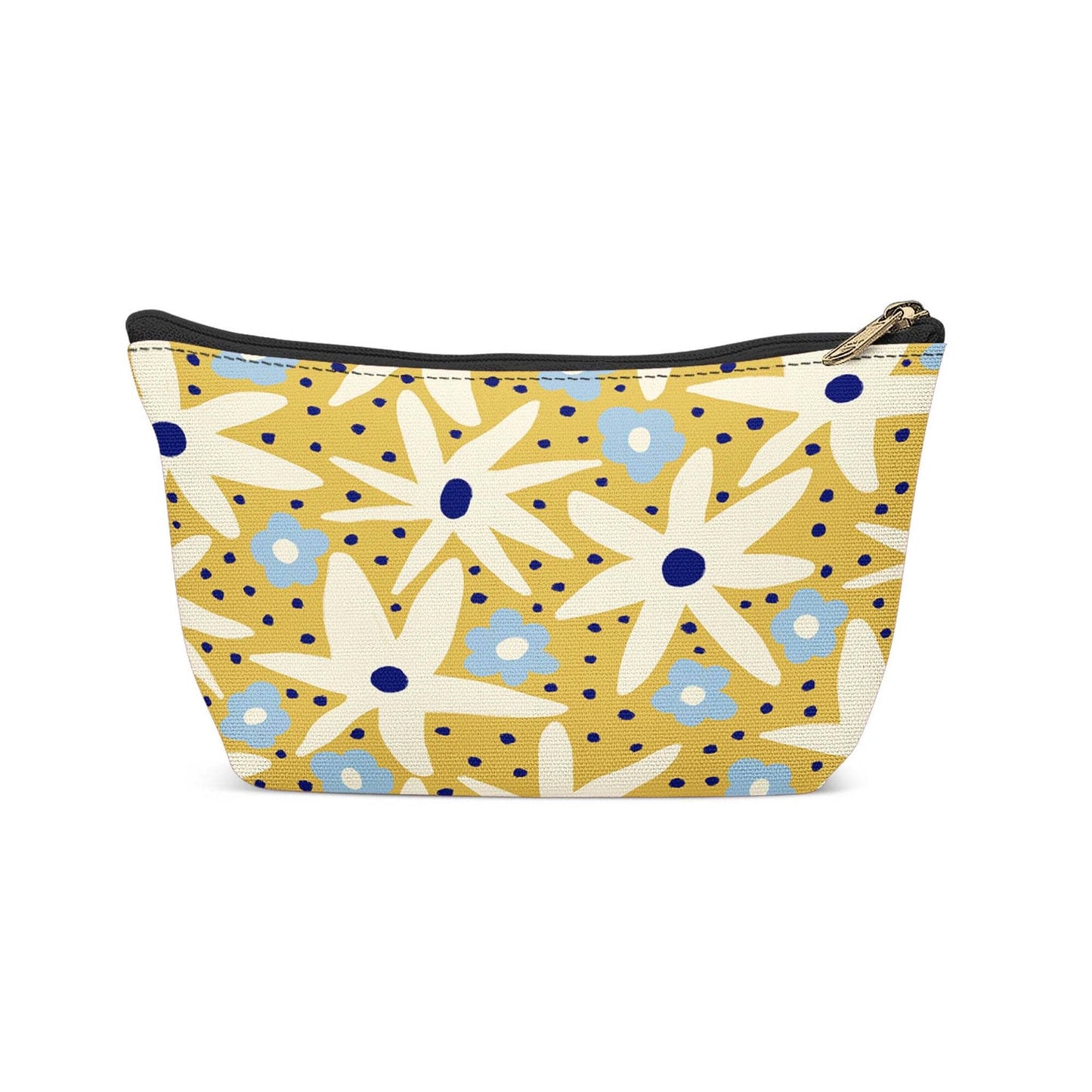 Green Retro Flowers 70s Pattern Makeup Bag - HypeSheriff