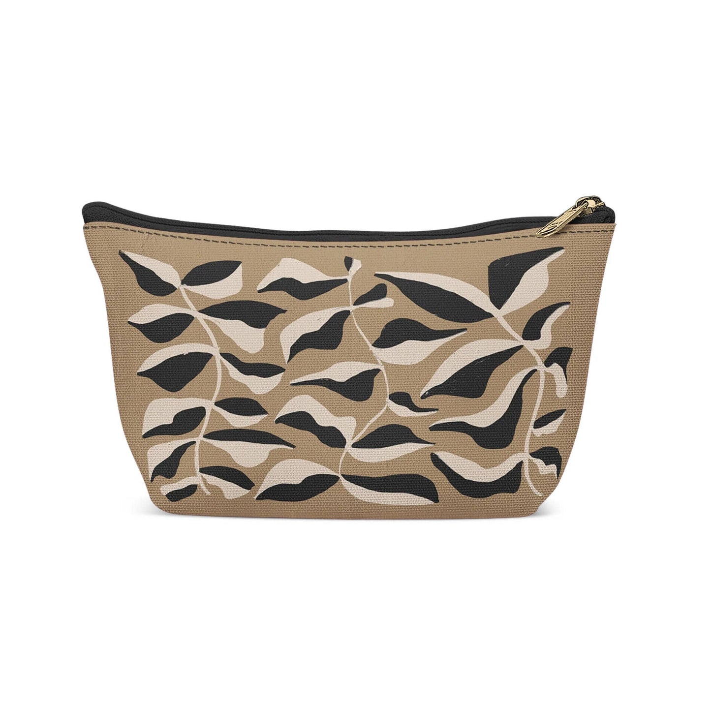 Black&Beige Floral Art Make-up Bag - HypeSheriff