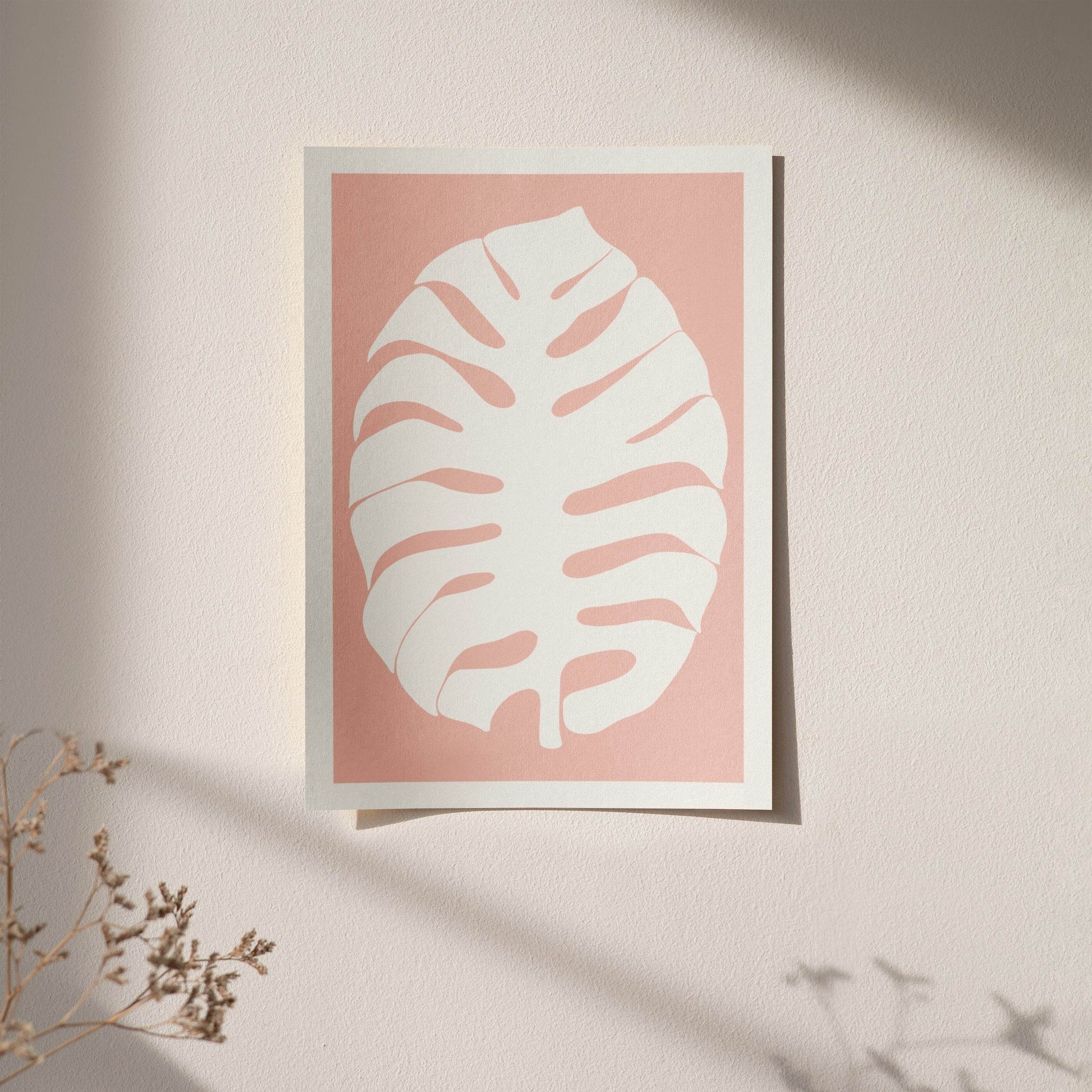 Pink Monstera Leaf Art Print - HypeSheriff