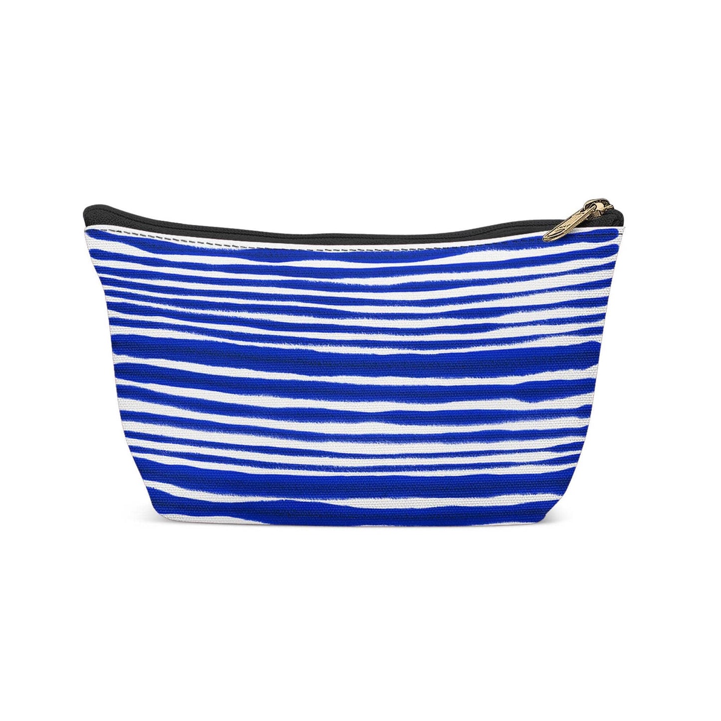 Blue Greek Striped Pattern Makeup Bag - HypeSheriff