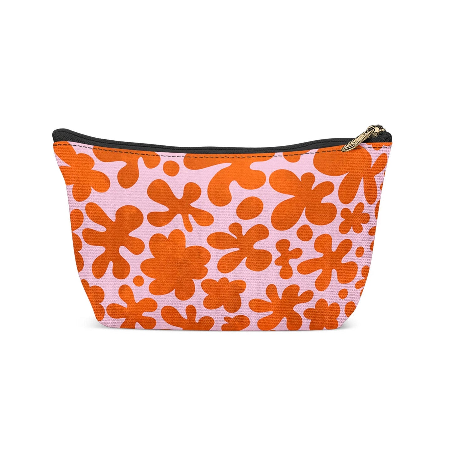 Orange Flowers Pattern Make-up Bag - HypeSheriff