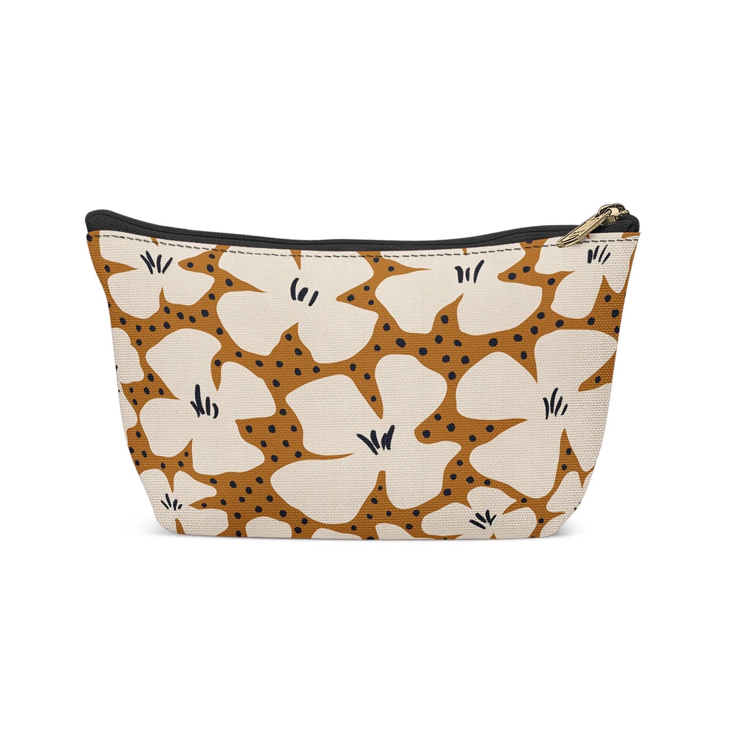 Mustard Boho Flowers Make-up Bag - HypeSheriff