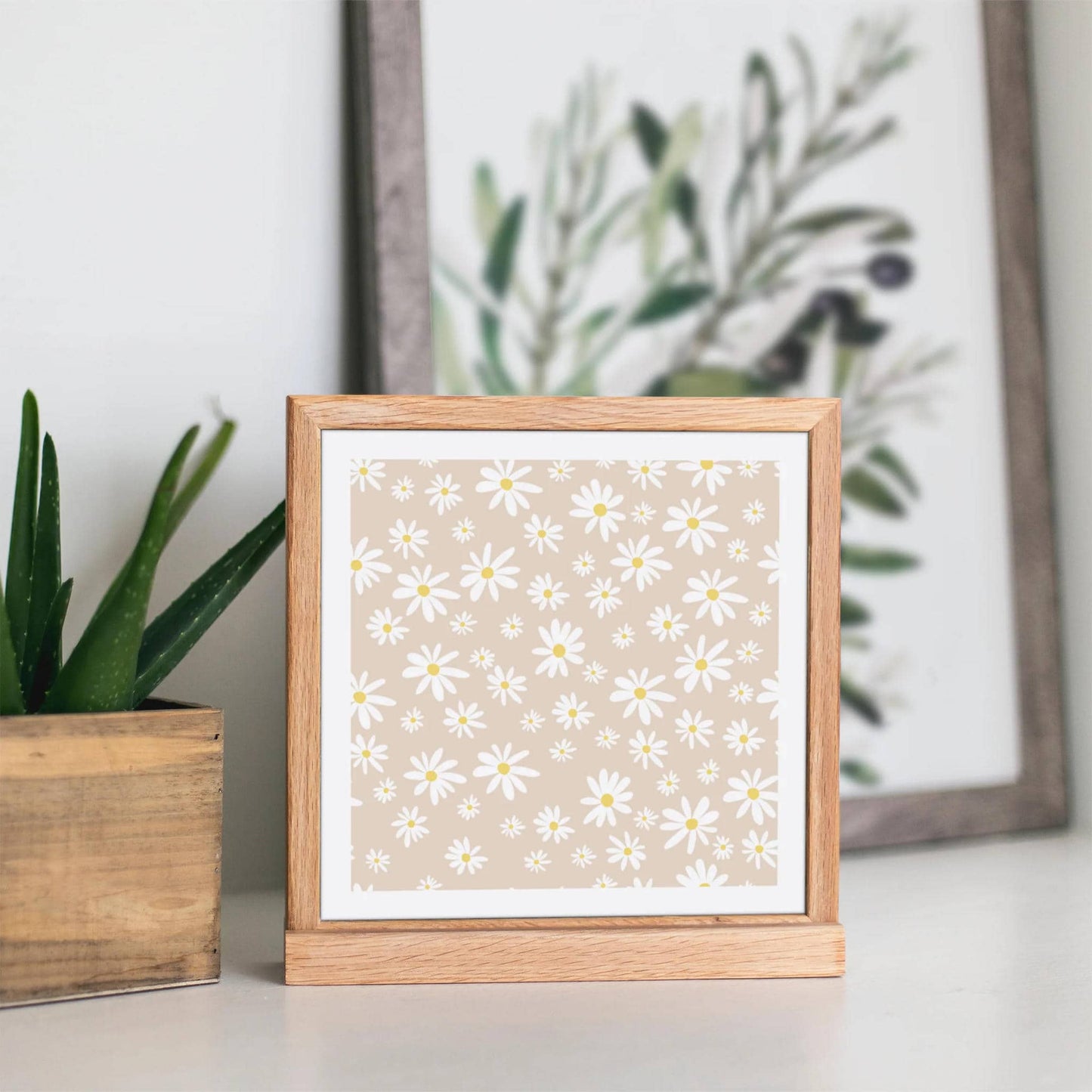 Beige Daisies Print - HypeSheriff