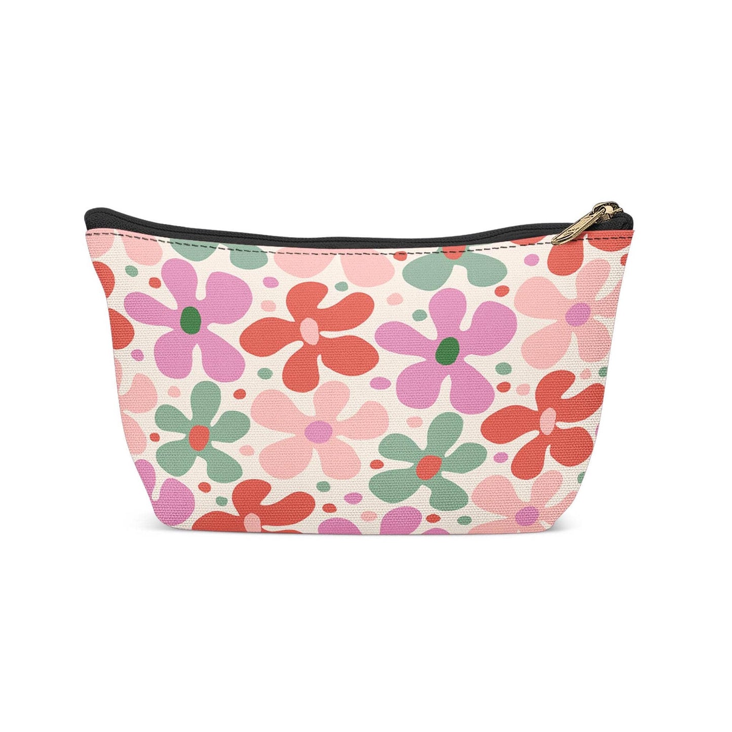 Retro Colorful Floral Pattern Makeup Bag - HypeSheriff