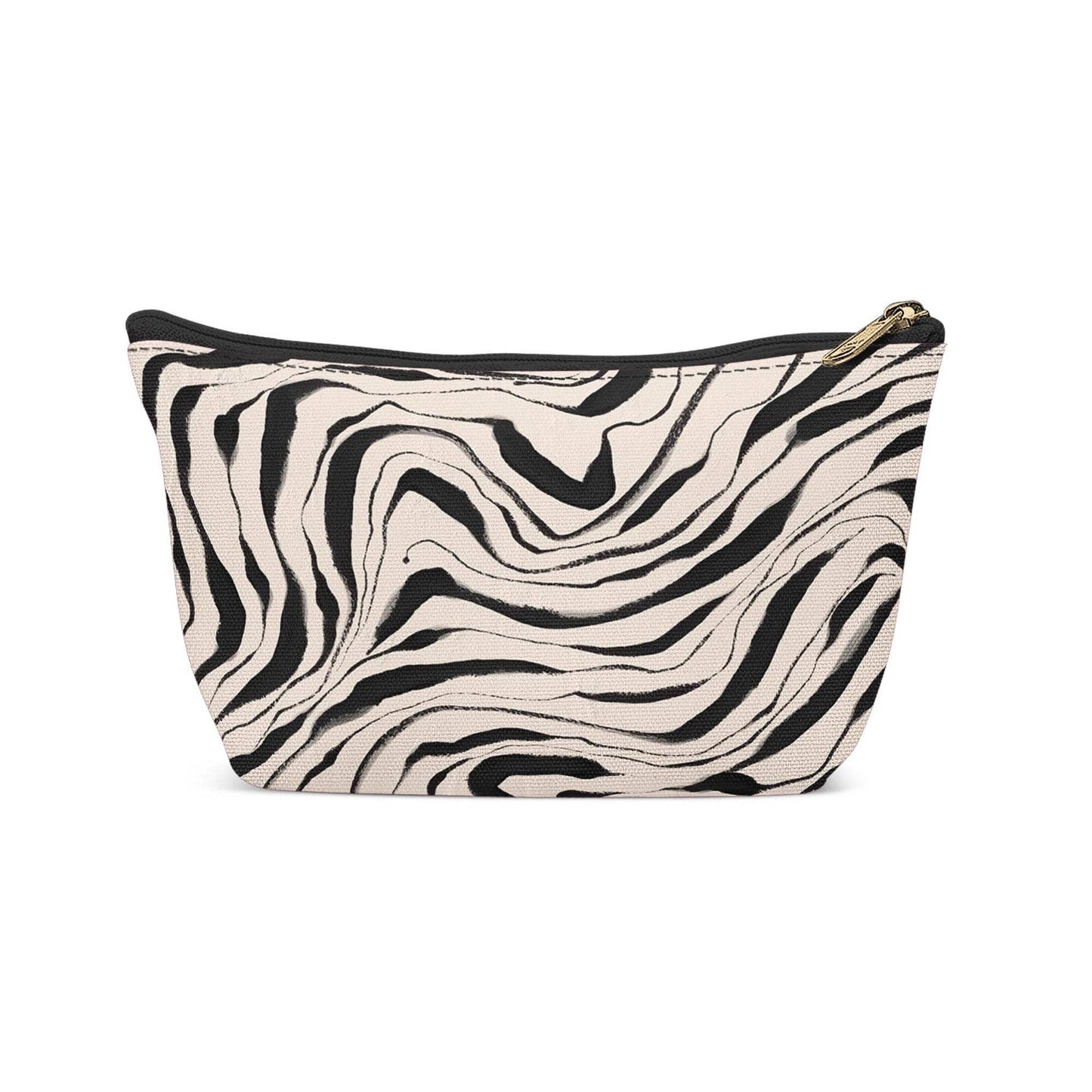 Black Retro Minimalist Line Art Makeup Bag - HypeSheriff