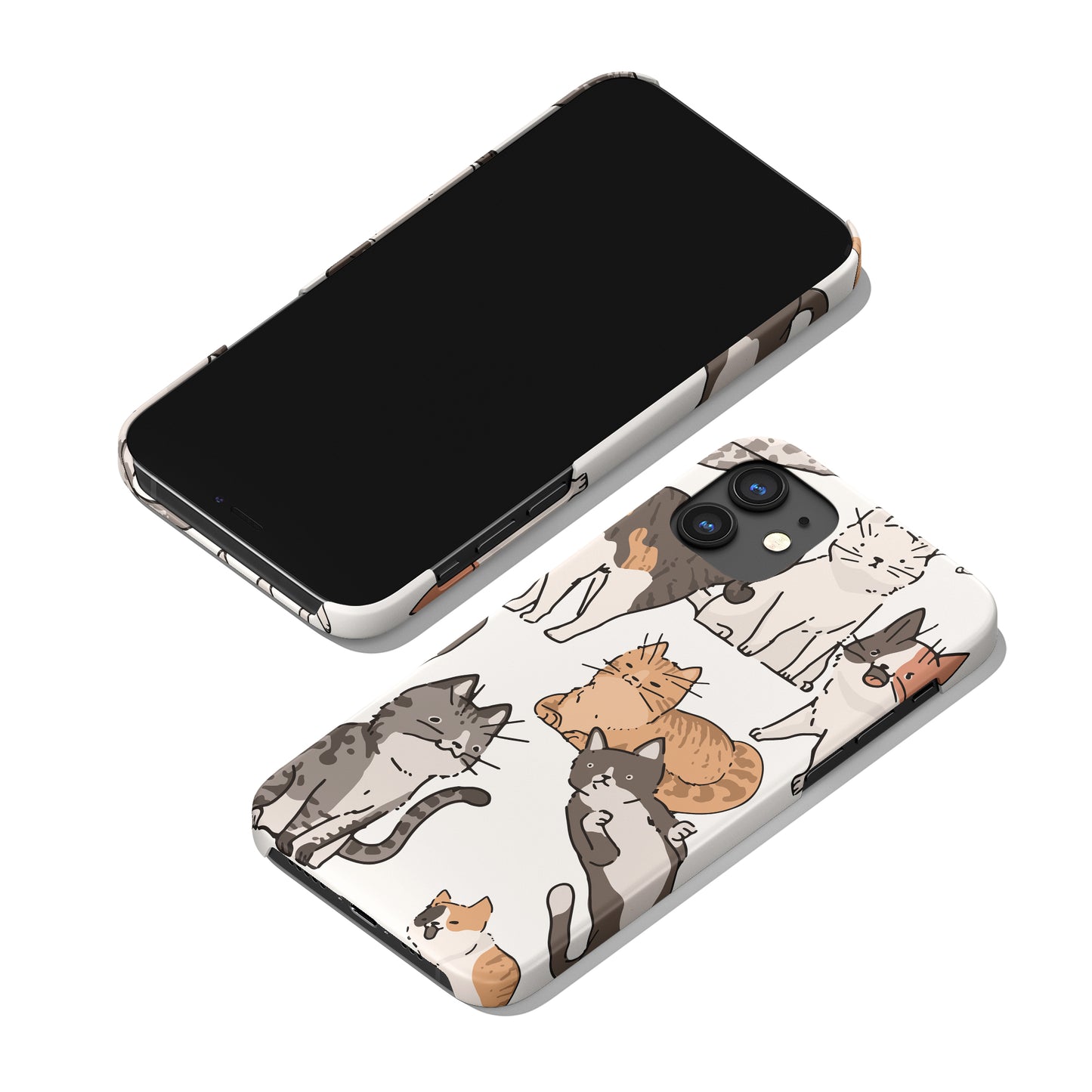 Funny Handdrawn Cats iPhone Case - HypeSheriff