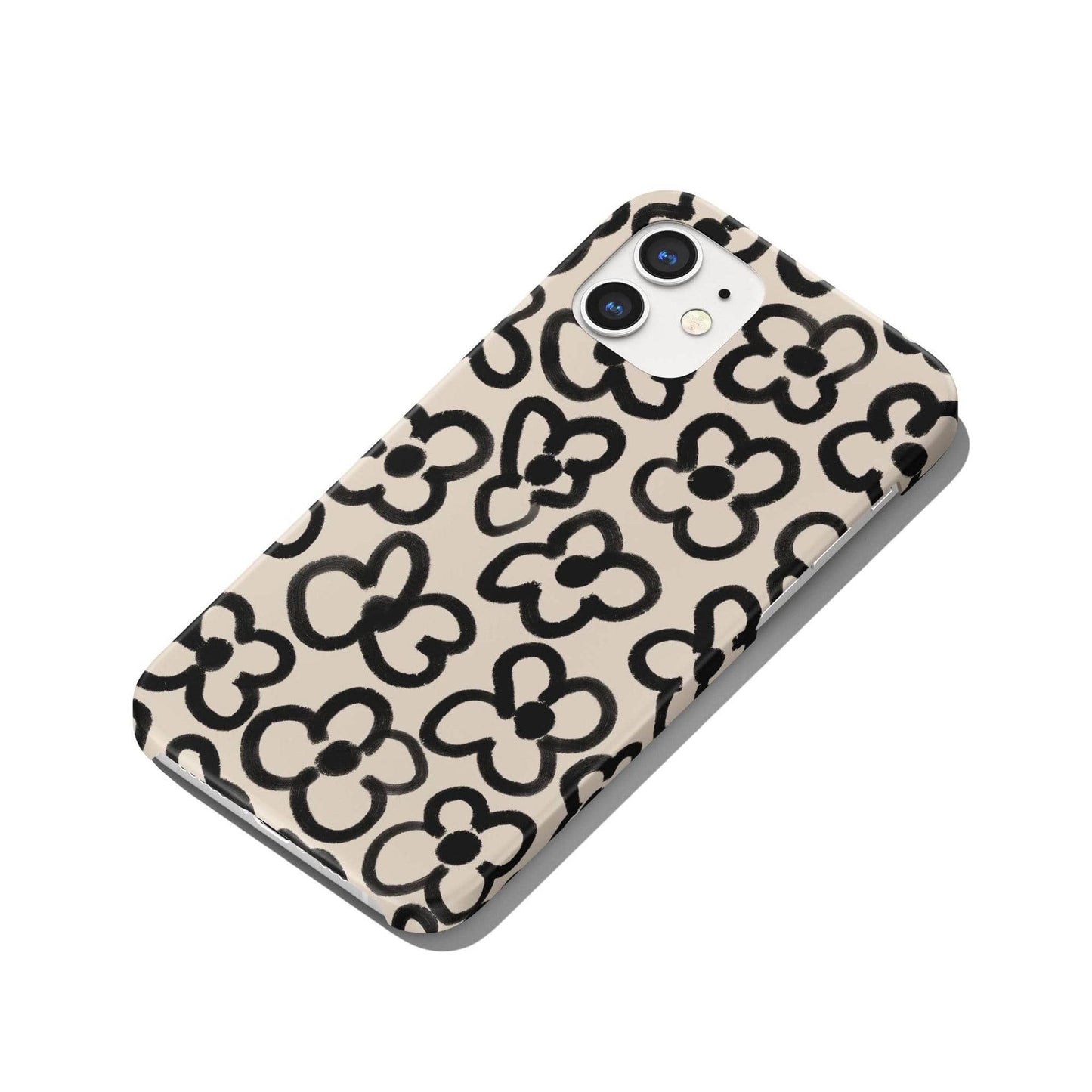 Handdrawn Black Flowers iPhone Case - HypeSheriff