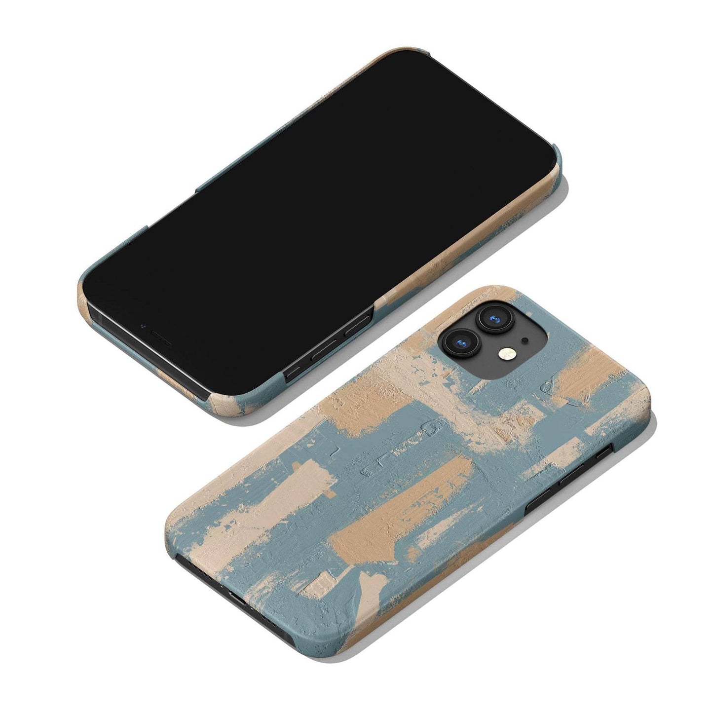Blue&Beige Brushstrokes Pattern iPhone Case - HypeSheriff