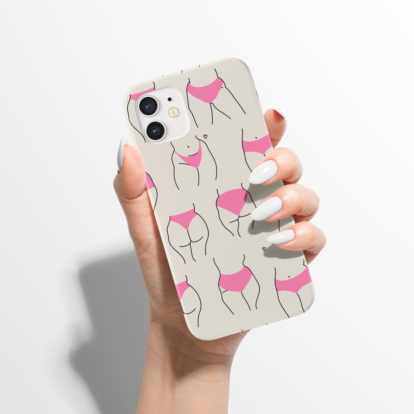 Pink Panties Line Art Woman Body iPhone Case - HypeSheriff
