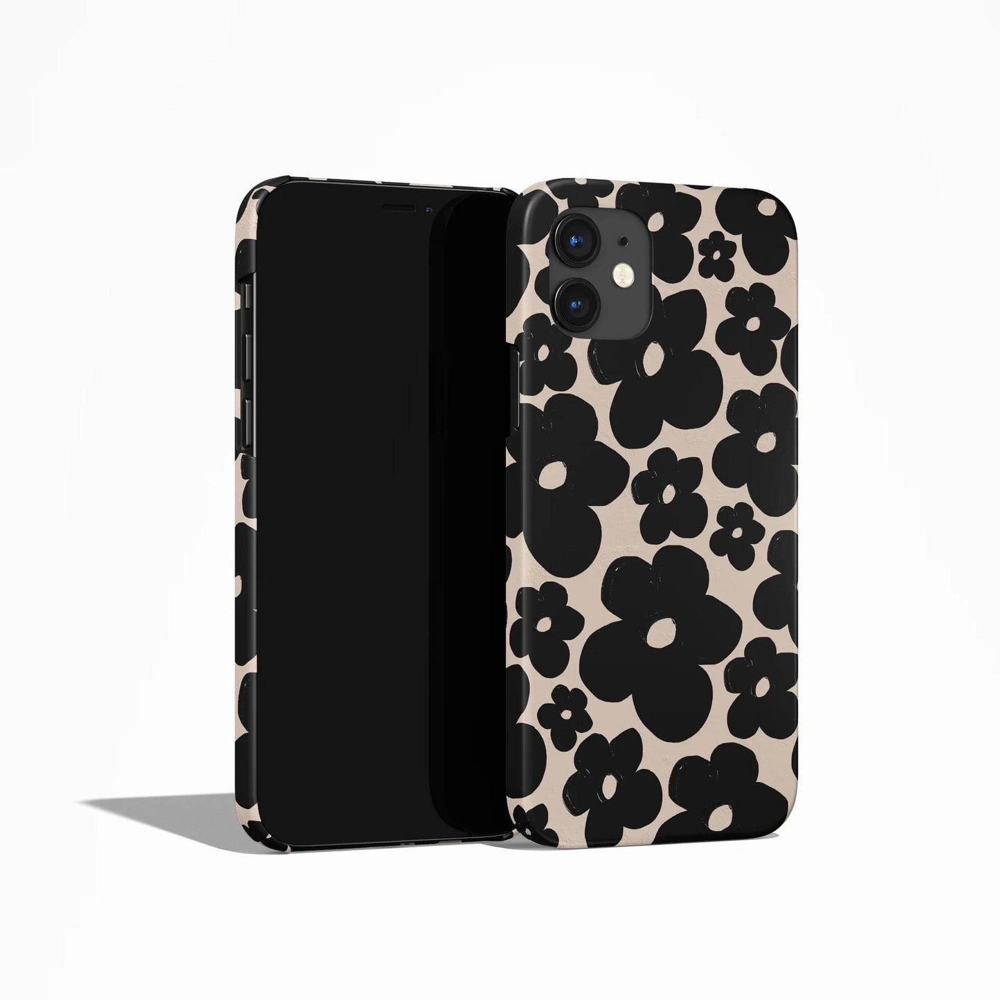 Black Retro 60s Flowers iPhone Case - HypeSheriff
