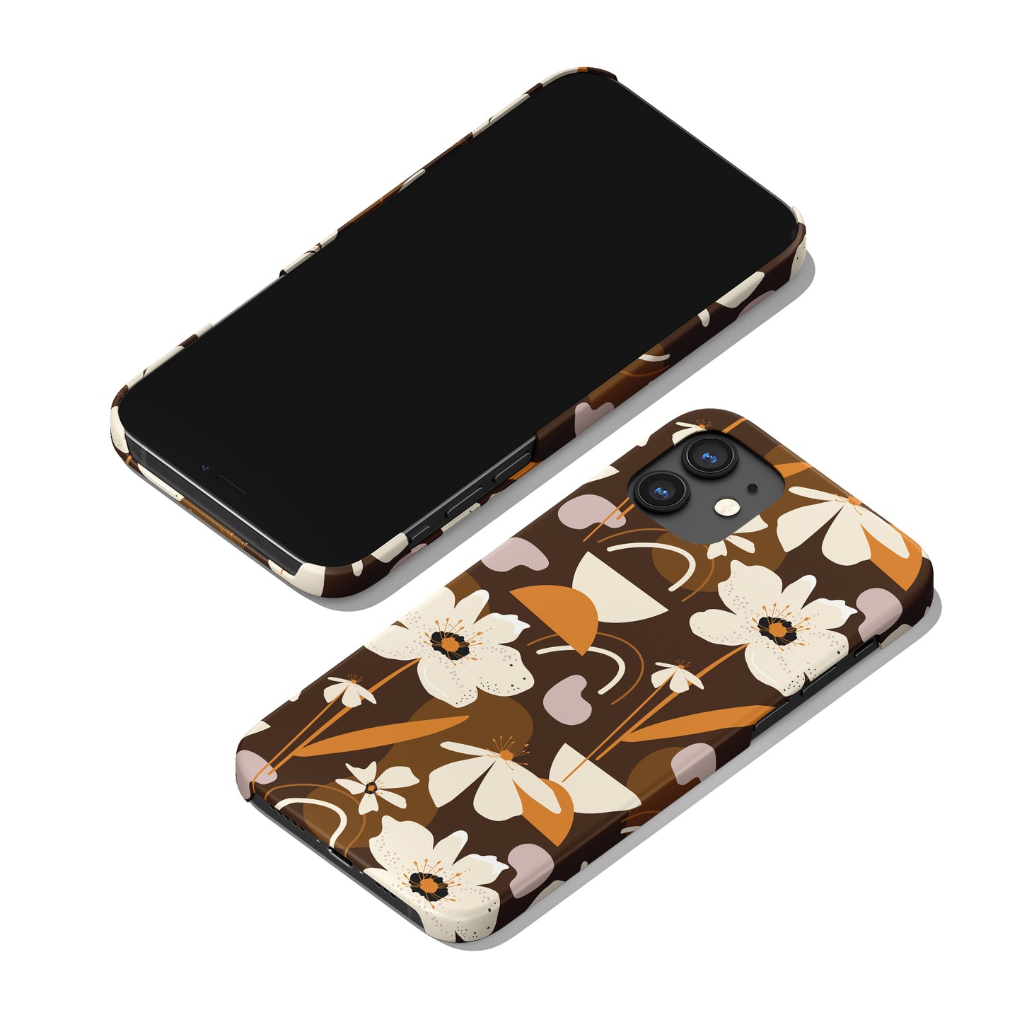 Brown Floral Retro iPhone Case - HypeSheriff