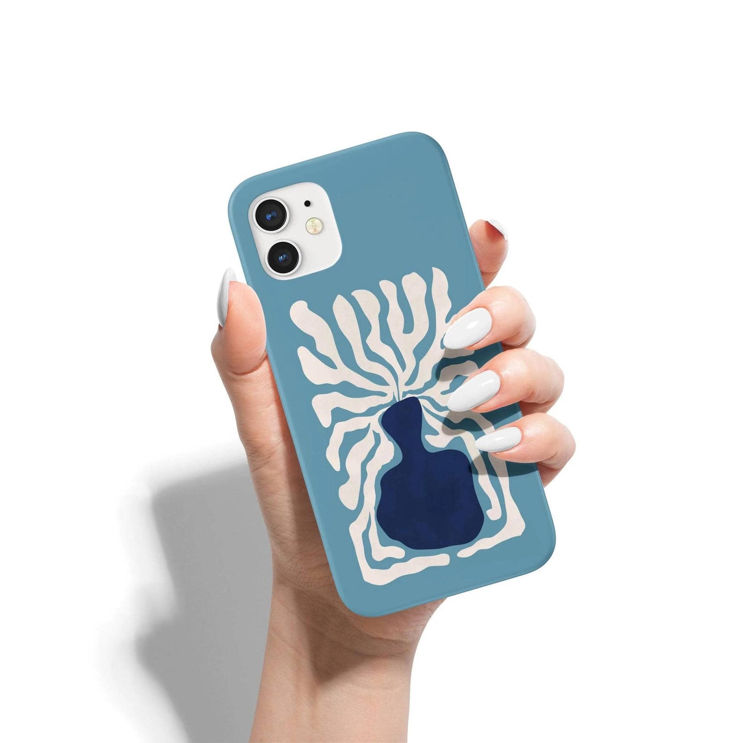 Blue iPhone Case with Minimalist Flower - HypeSheriff