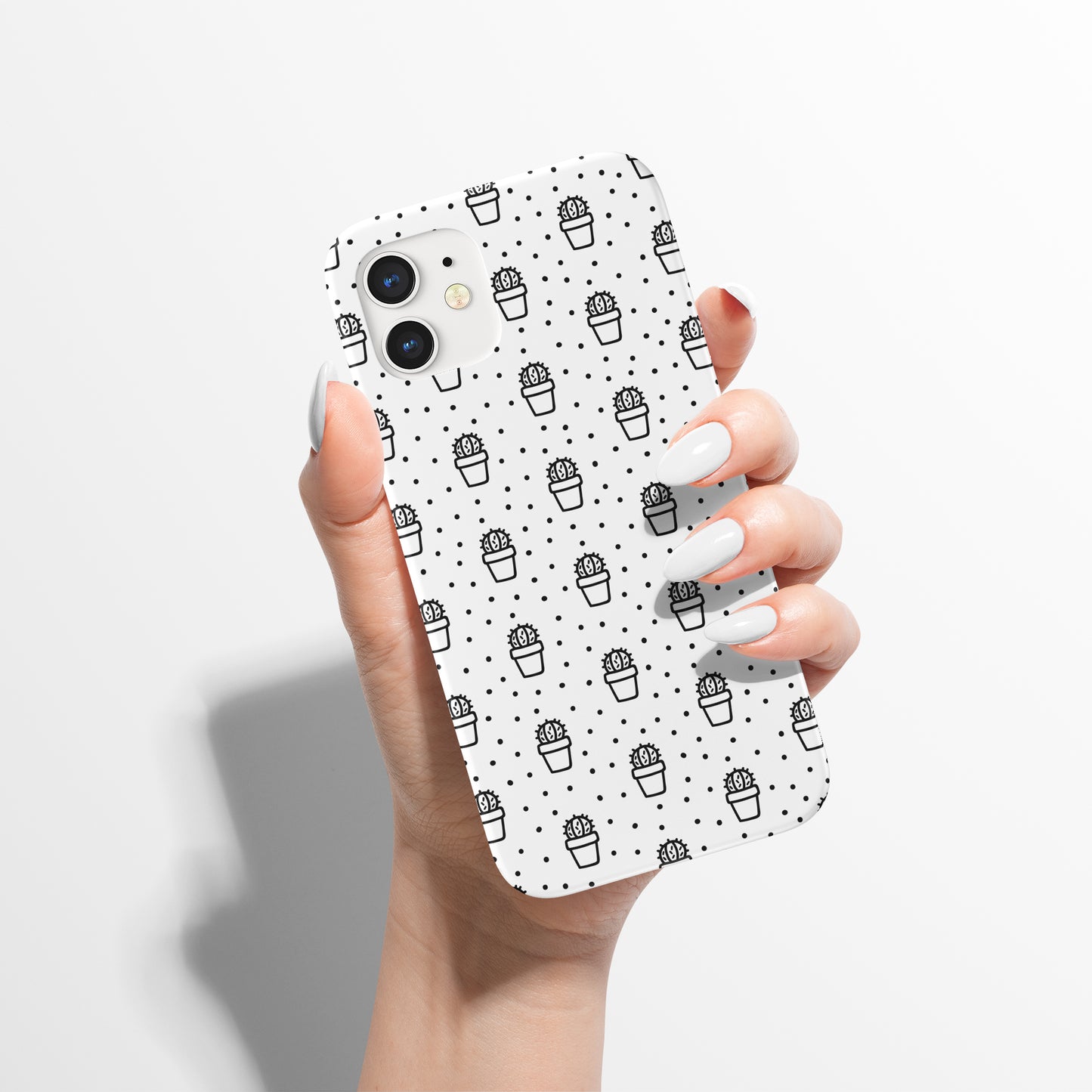 Black and White Tiny Cactus iPhone Case - HypeSheriff