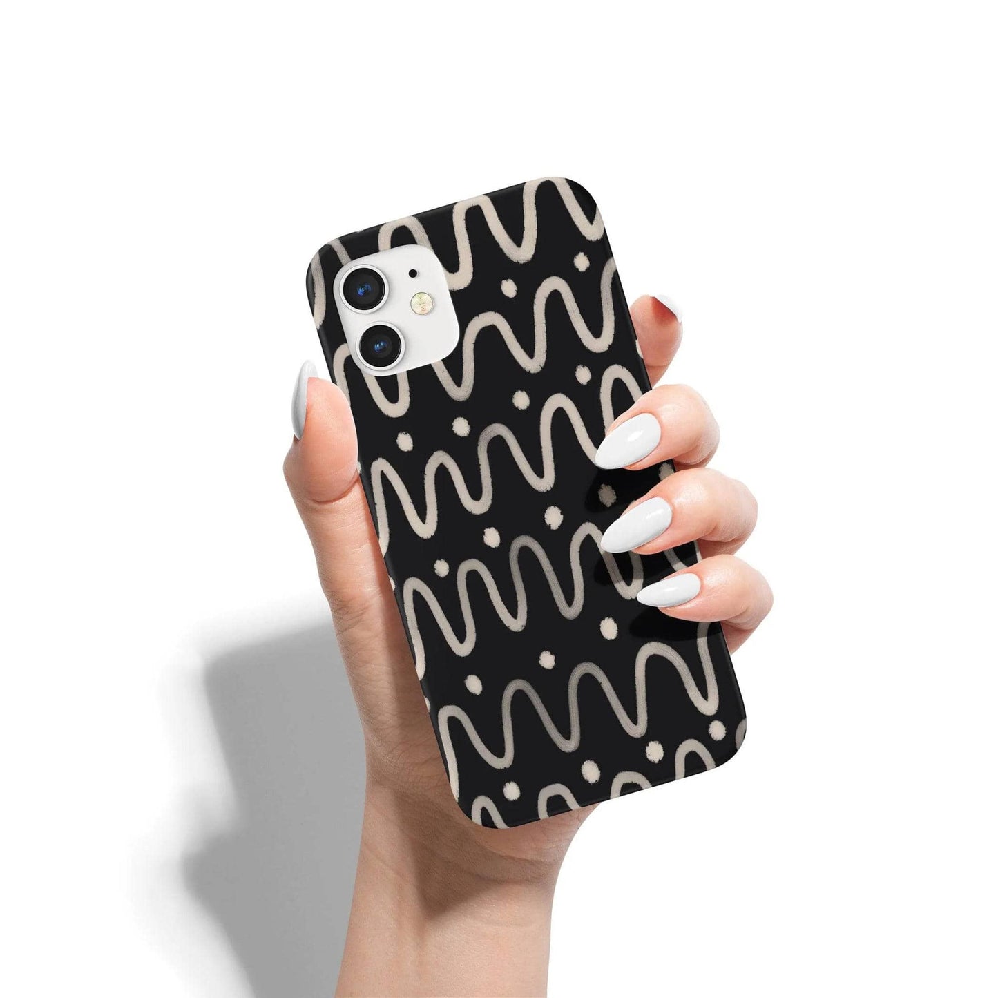 Black iPhone Case with Line Art - HypeSheriff