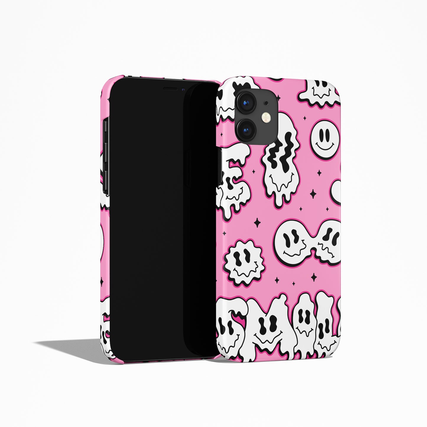 Pink Happy Psychodelic Faces iPhone Case - HypeSheriff