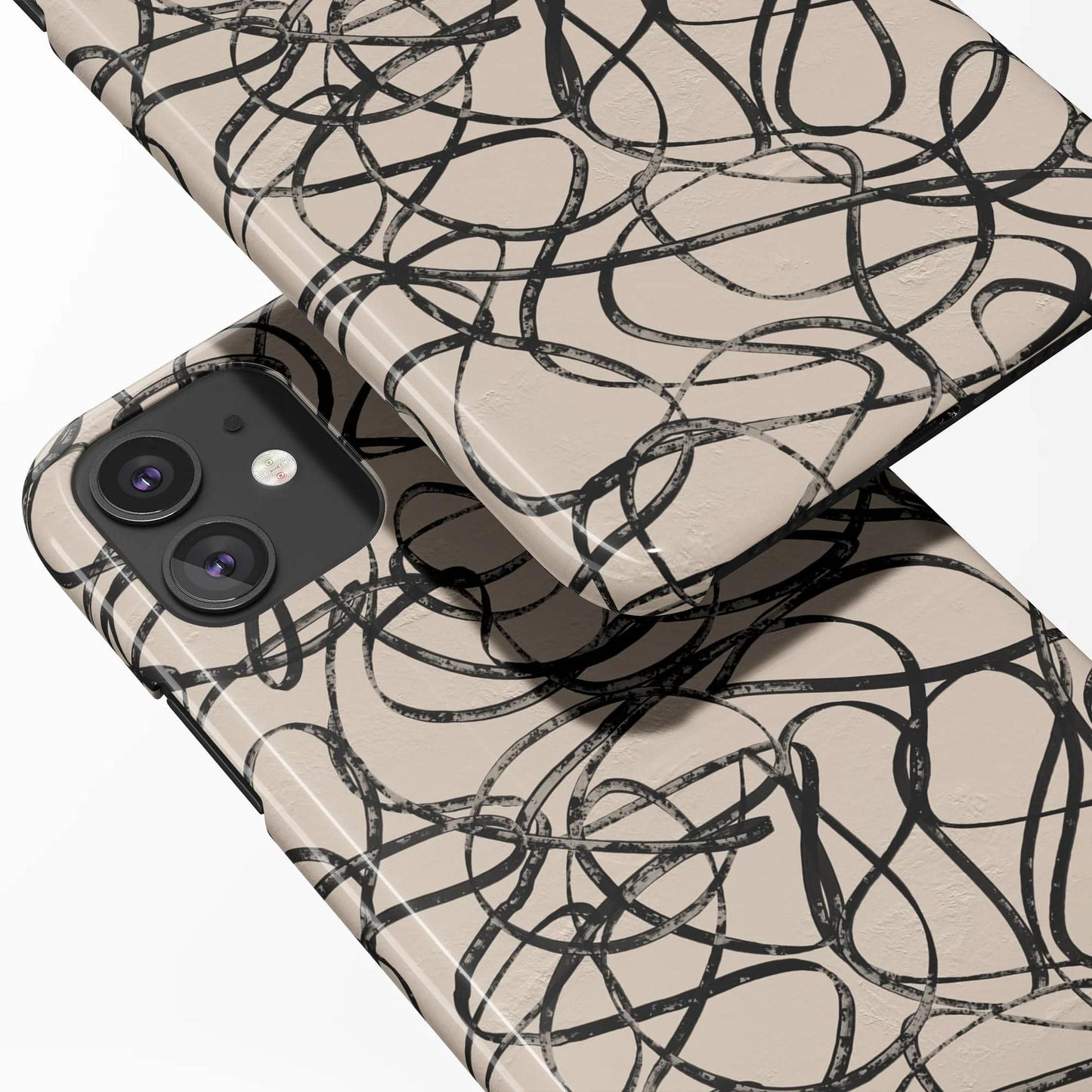 Nordic Black Swirl Lines iPhone Case - HypeSheriff