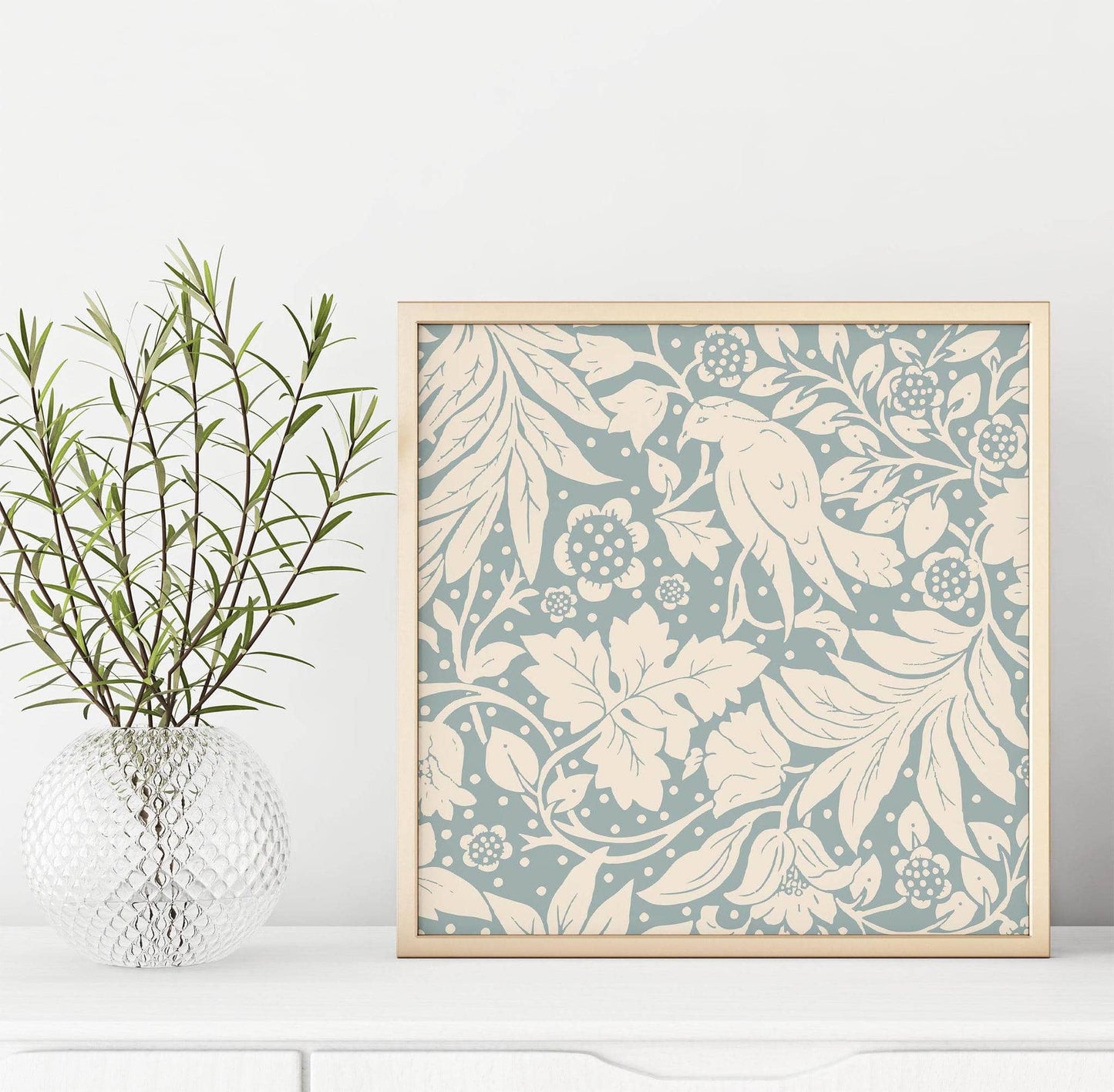 Light Blue Retro Floral Square Print - HypeSheriff