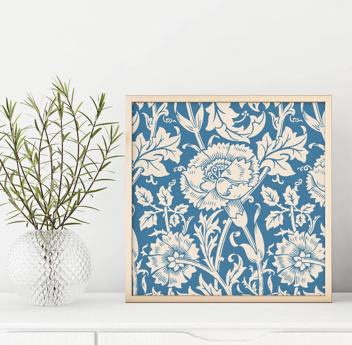 Blue Floral Art Print - HypeSheriff