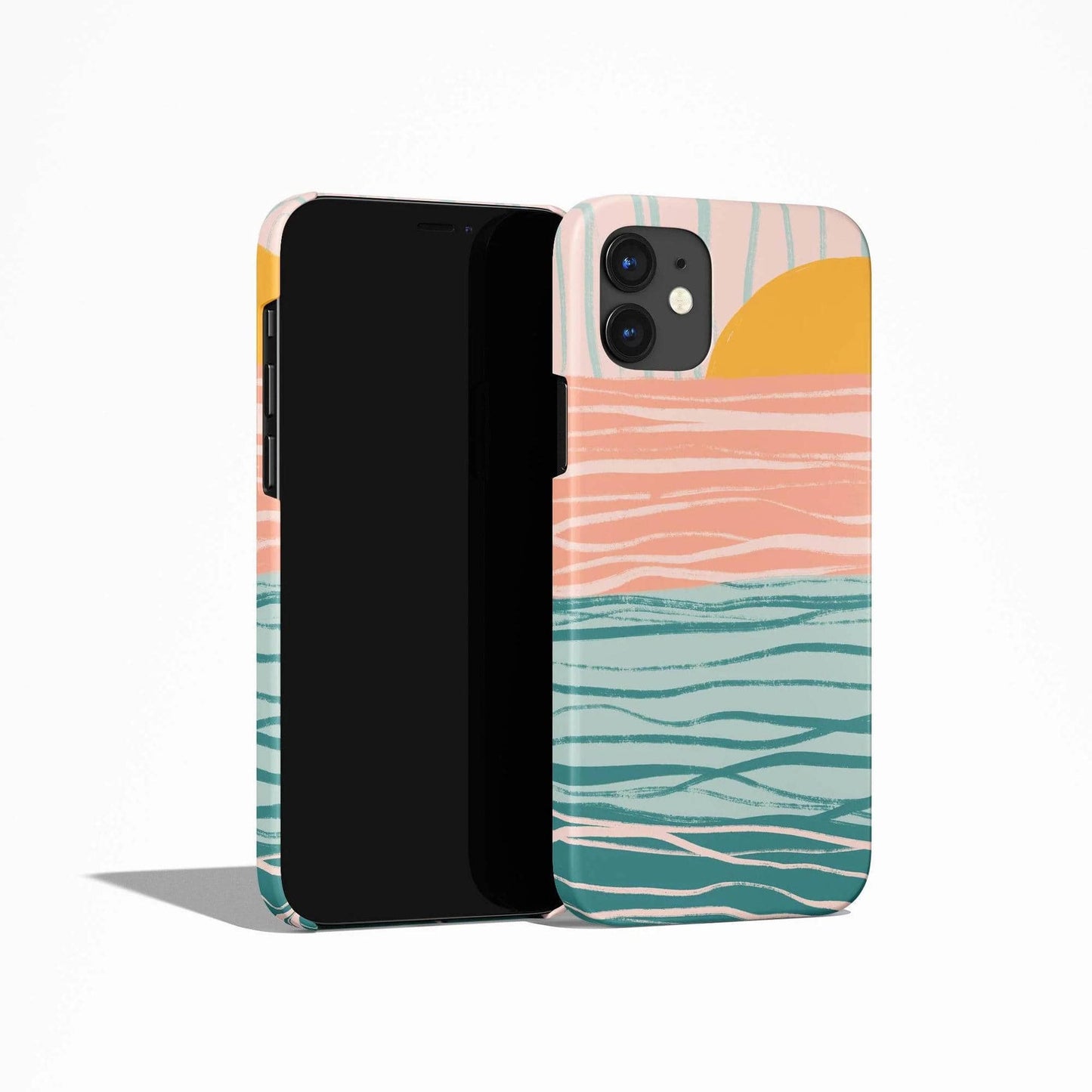 Boho Line Art Sun Pastel iPhone Case - HypeSheriff