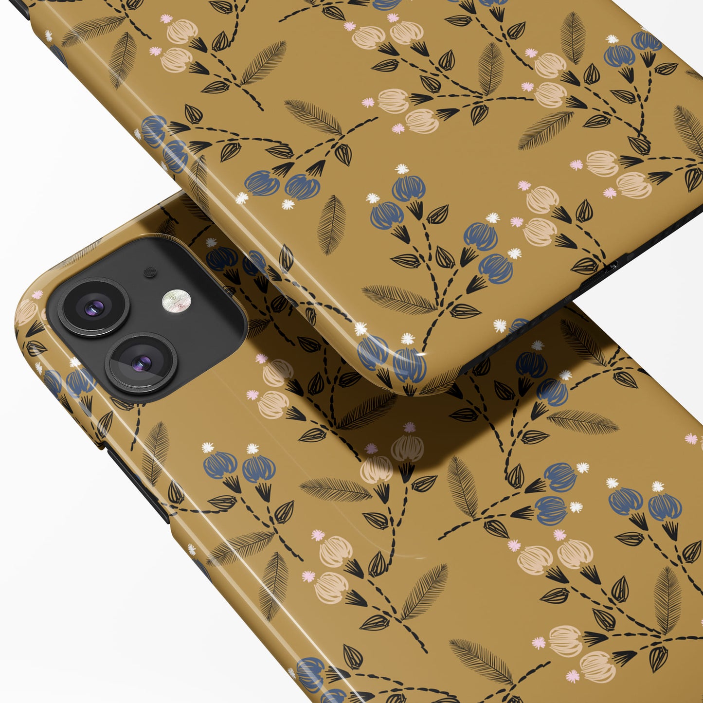 Vintage Mustard Floral Pattern iPhone Case - HypeSheriff