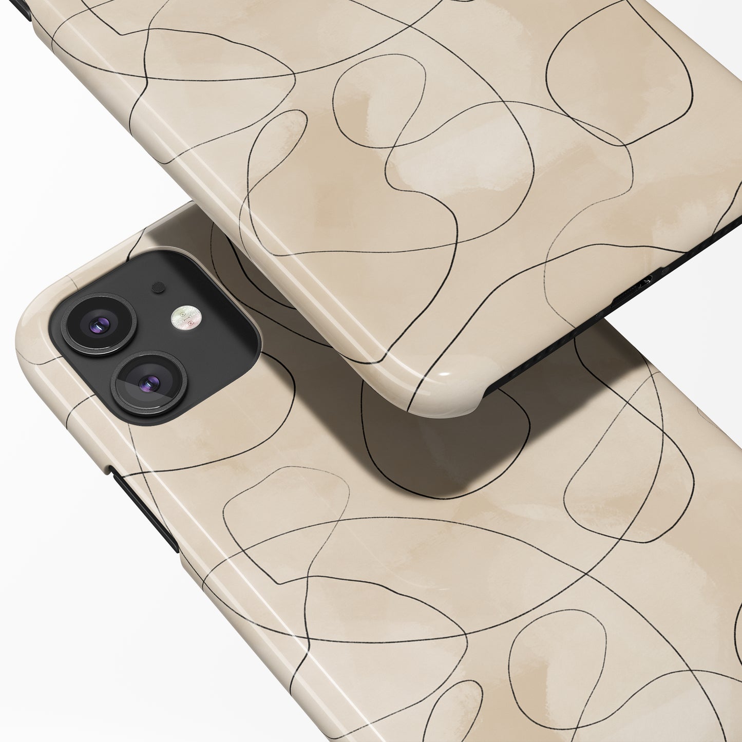 Beige Brushes Line Art Pattern iPhone Case - HypeSheriff