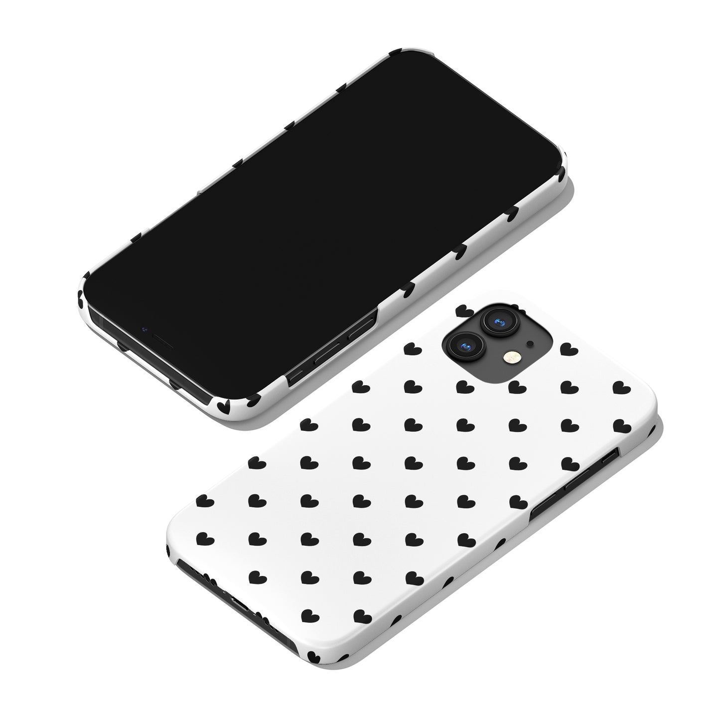 Black and White Tiny Hearts iPhone Case - HypeSheriff