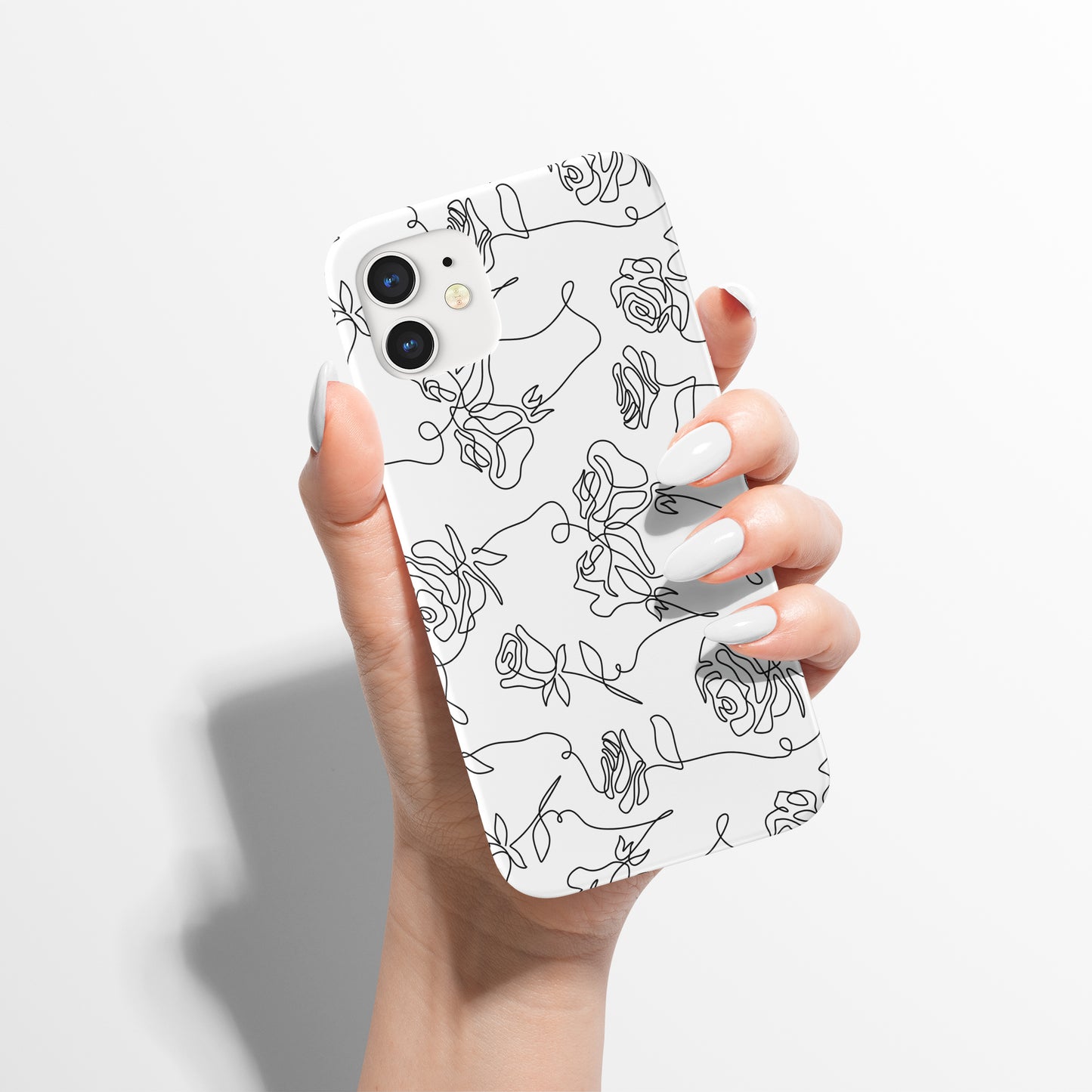 B&W Line Art Roses iPhone Case - HypeSheriff