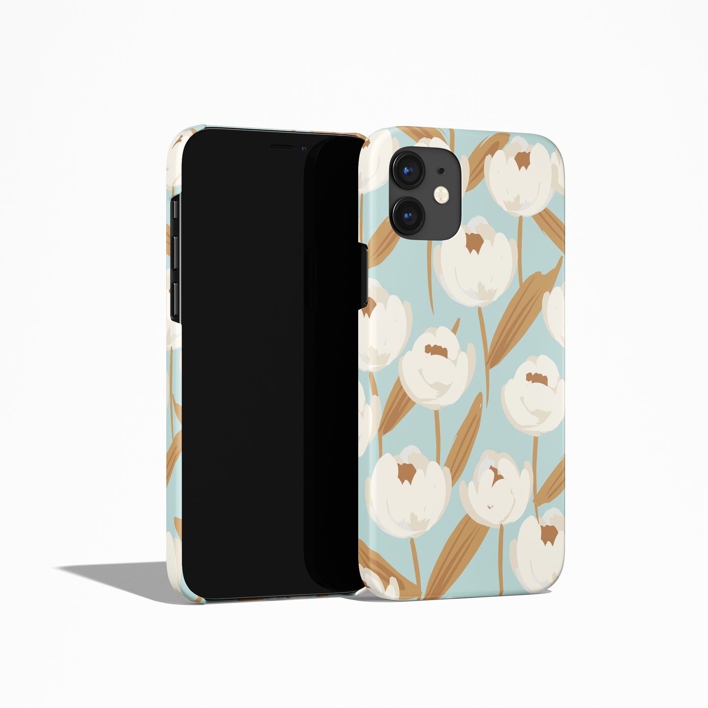 Pastel Blue Vintage Floral Pattern iPhone Case - HypeSheriff