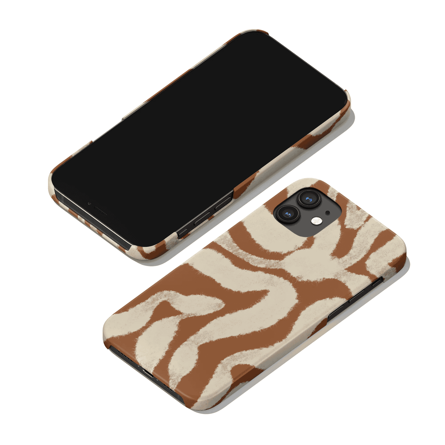 Brown Beige Abstract Line Art iPhone Case - HypeSheriff