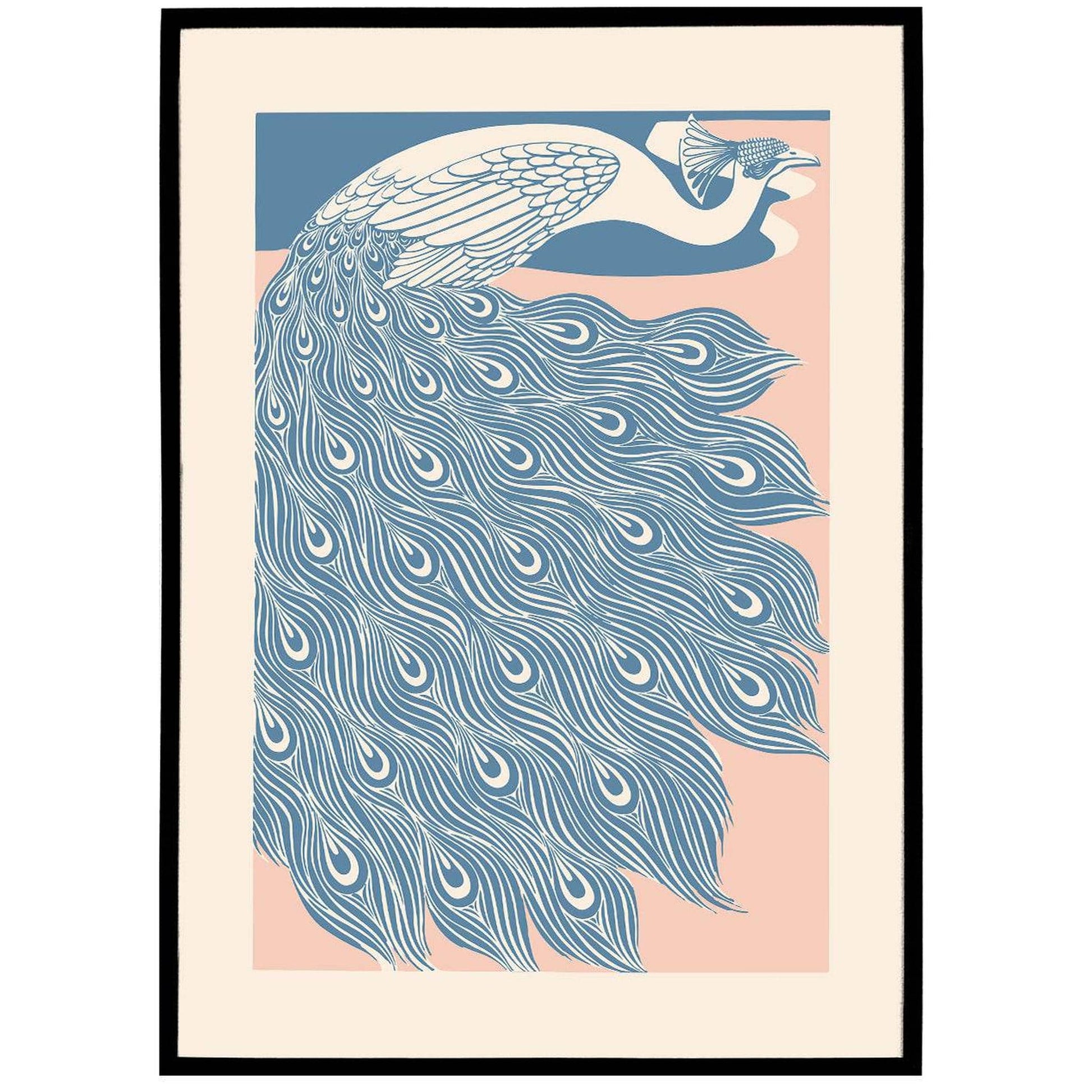 Art Nouveau Peacock Poster - pastel colors - HypeSheriff