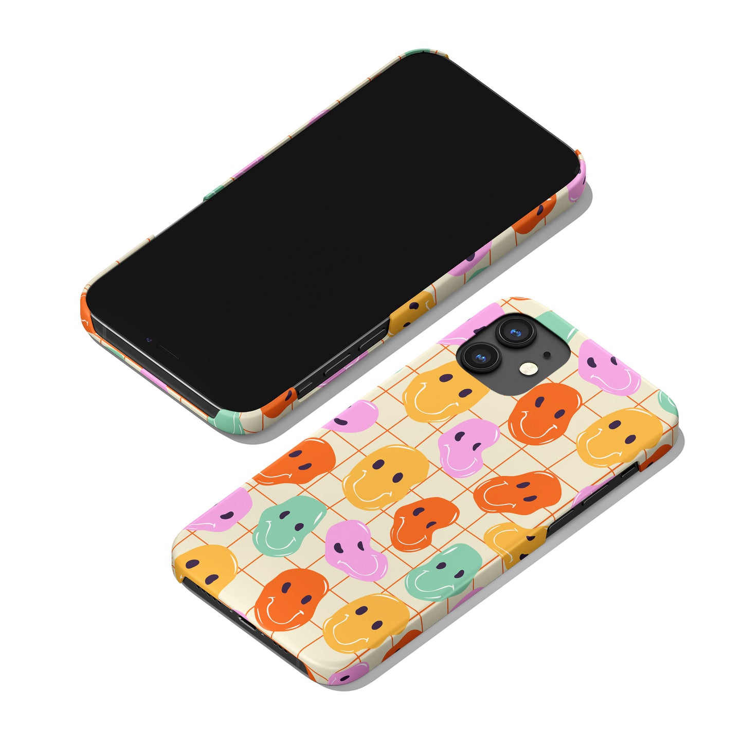 70s Colorful Retro Smiley Face Pattern iPhone Case - HypeSheriff