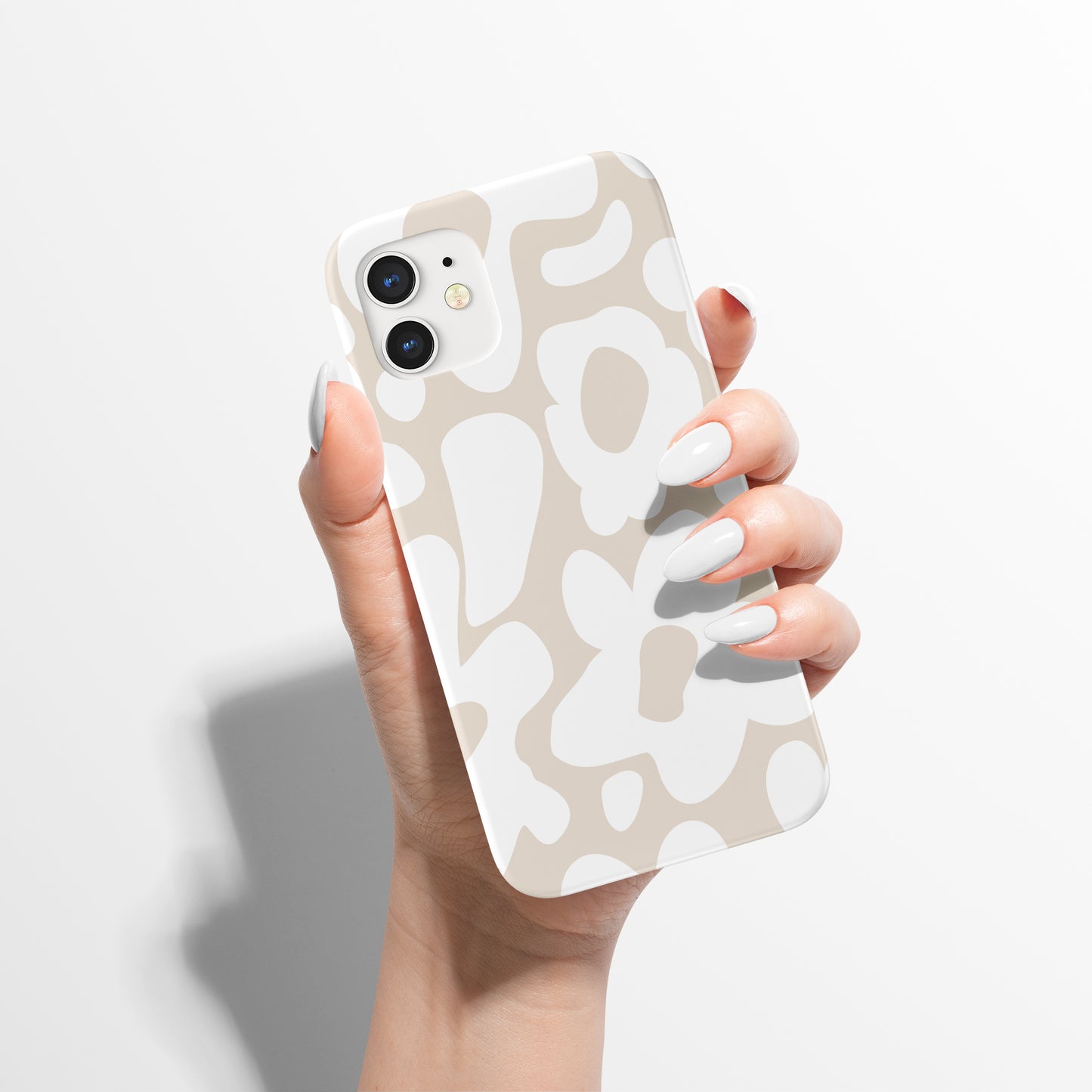 Large Beige Retro Flowers White Background iPhone Case - HypeSheriff