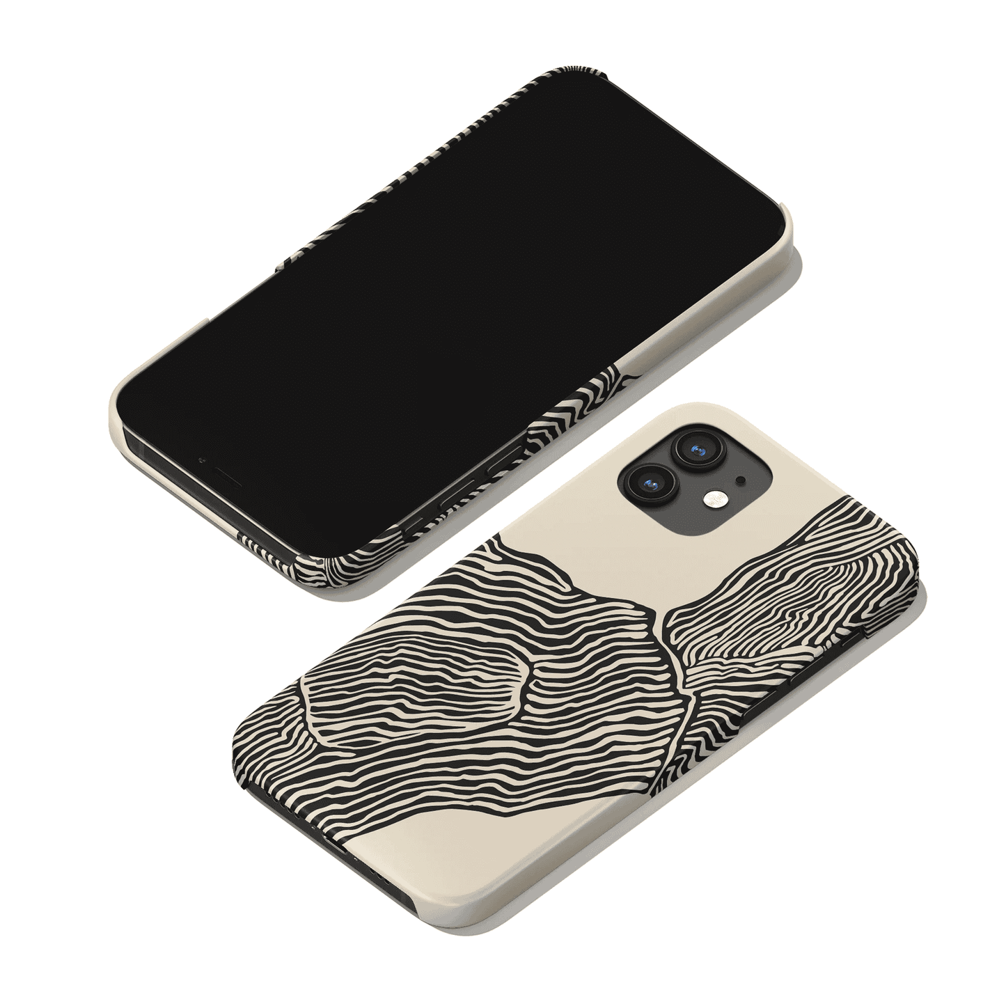 Black Line Art Modern Beige iPhone Case - HypeSheriff