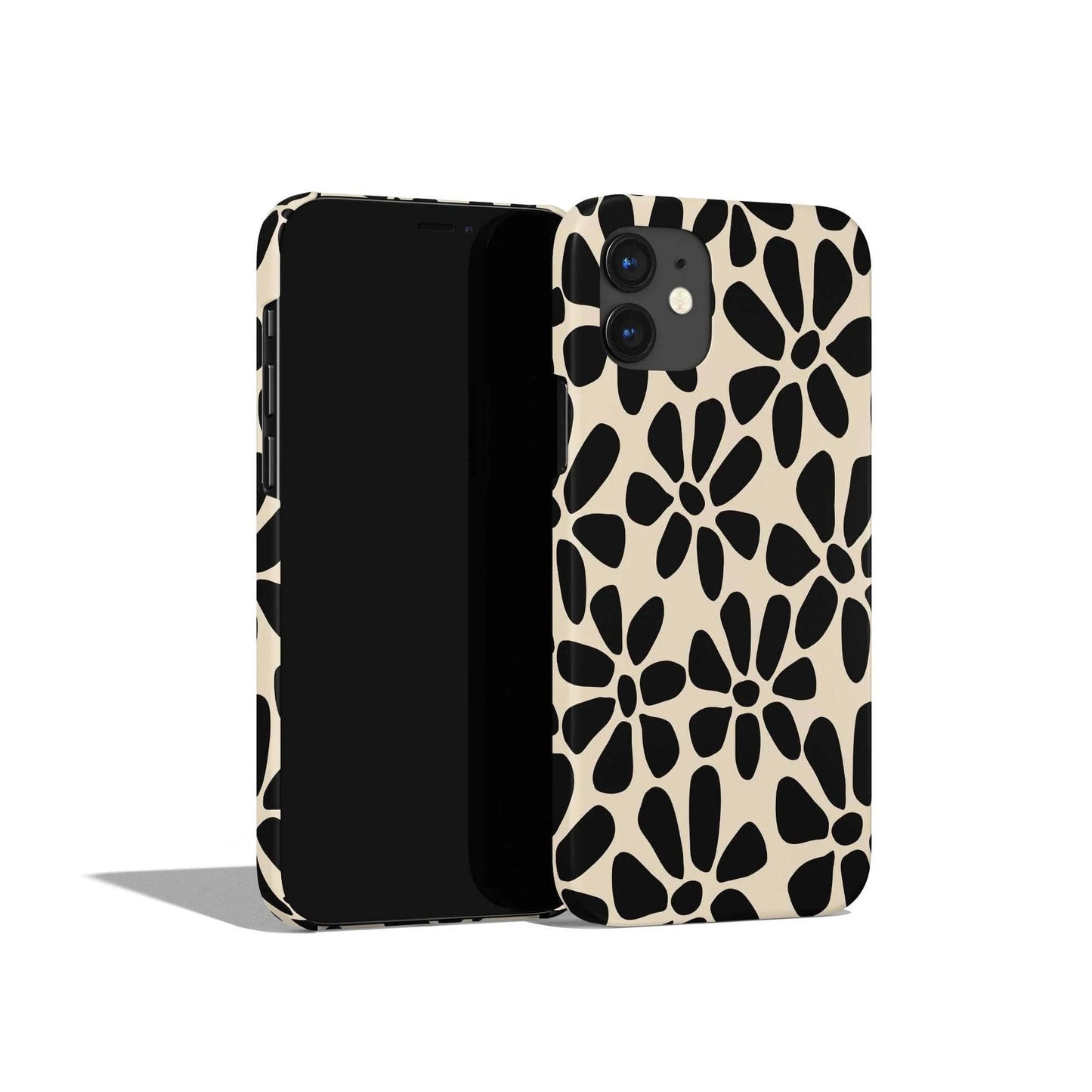 Black Retro Floral Pattern iPhone Case - HypeSheriff