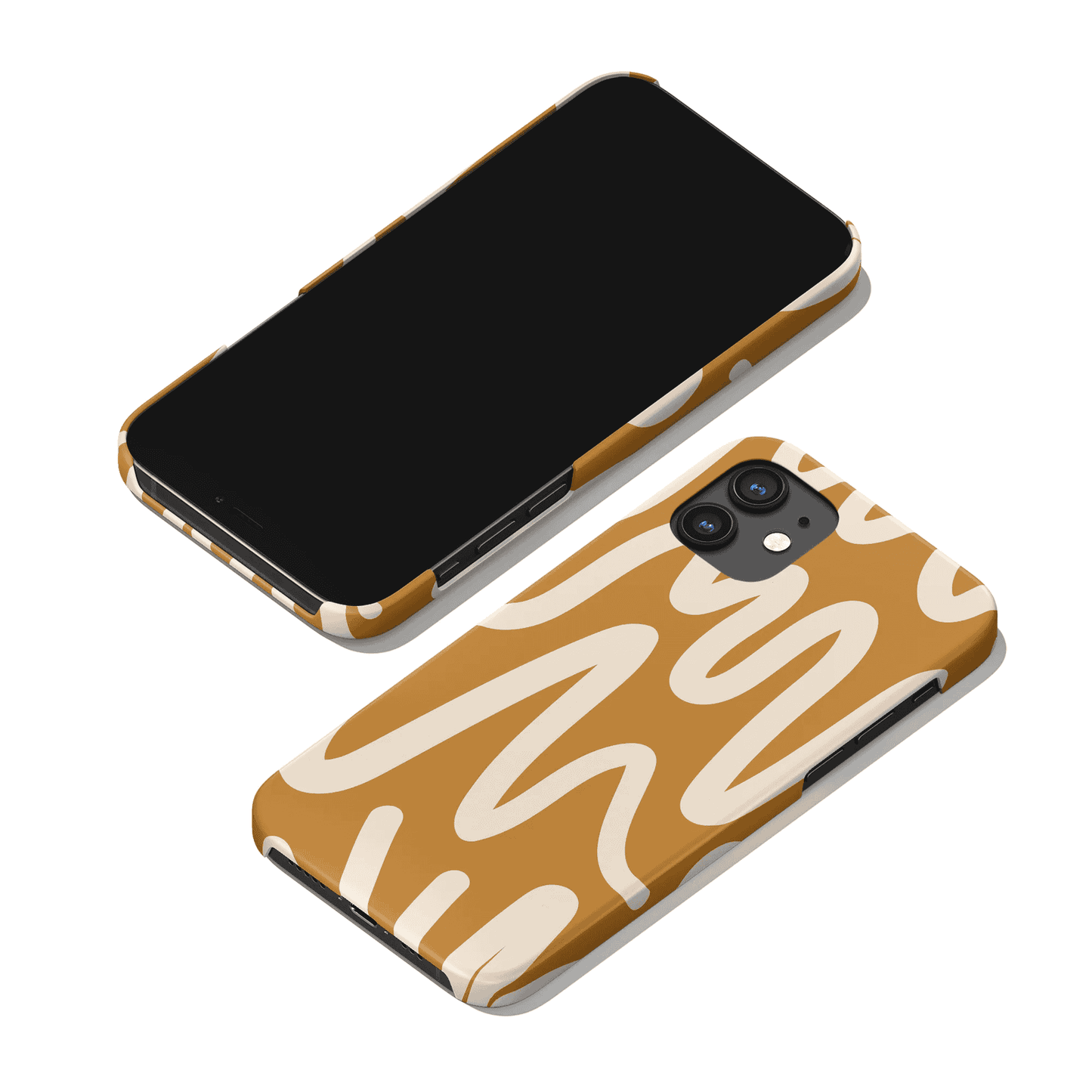 Mustard Abstract Line Art iPhone Case - HypeSheriff