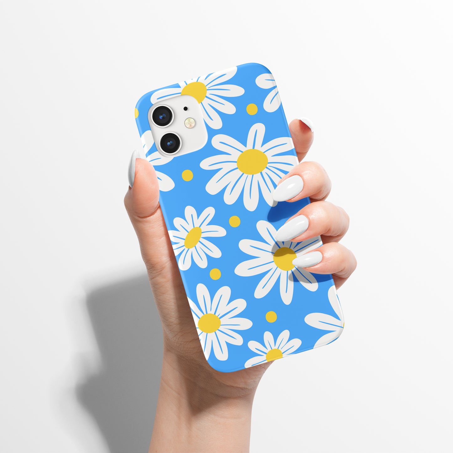 Retro Blue White Daisies iPhone Case - HypeSheriff
