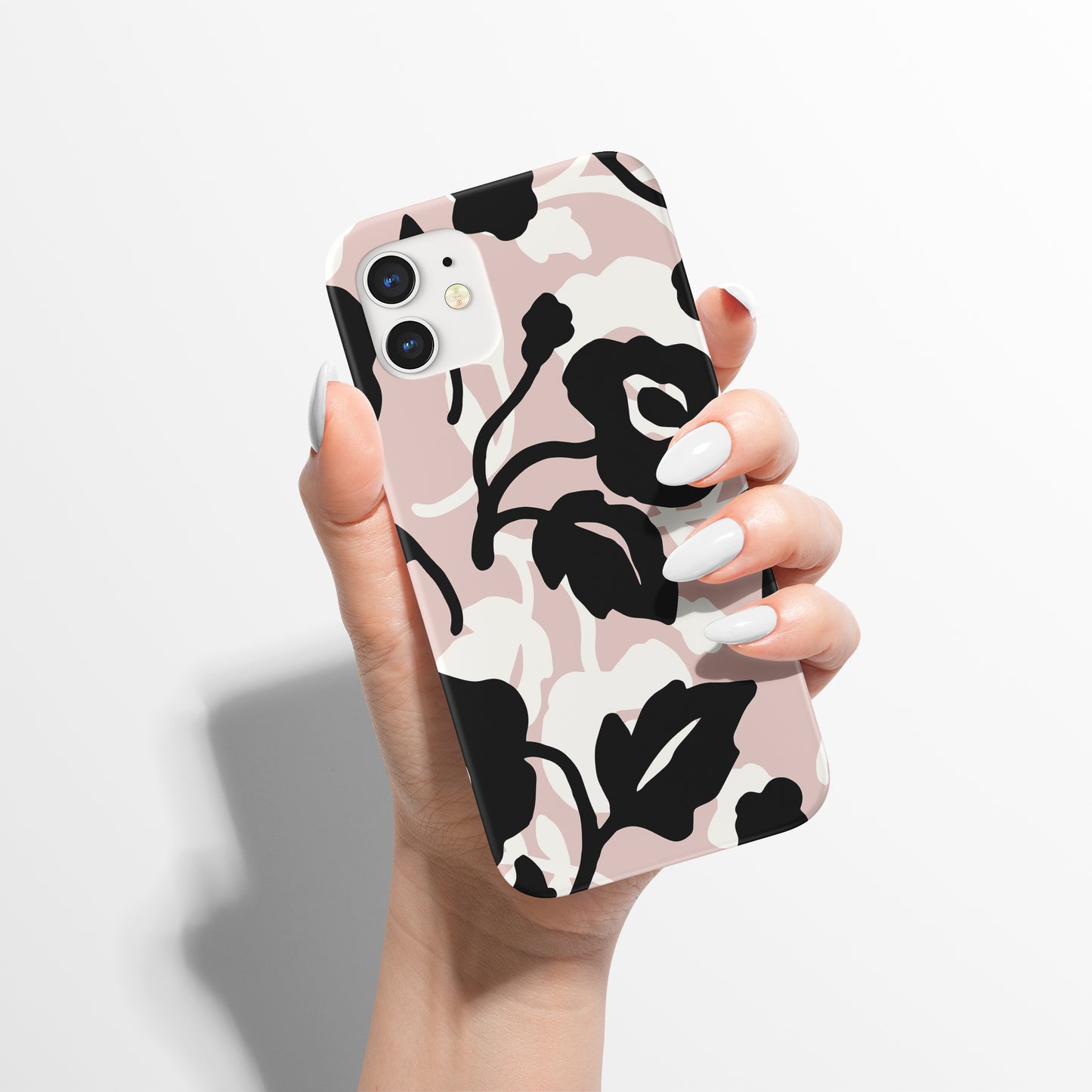 Pattern with Pink and Black Flowers iPhone Case - HypeSheriff