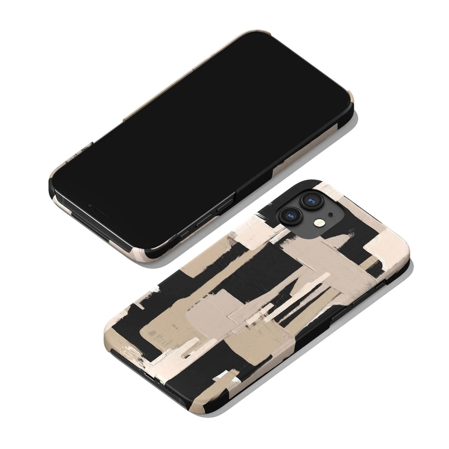 Black&Beige Brushstrokes Pattern iPhone Case - HypeSheriff