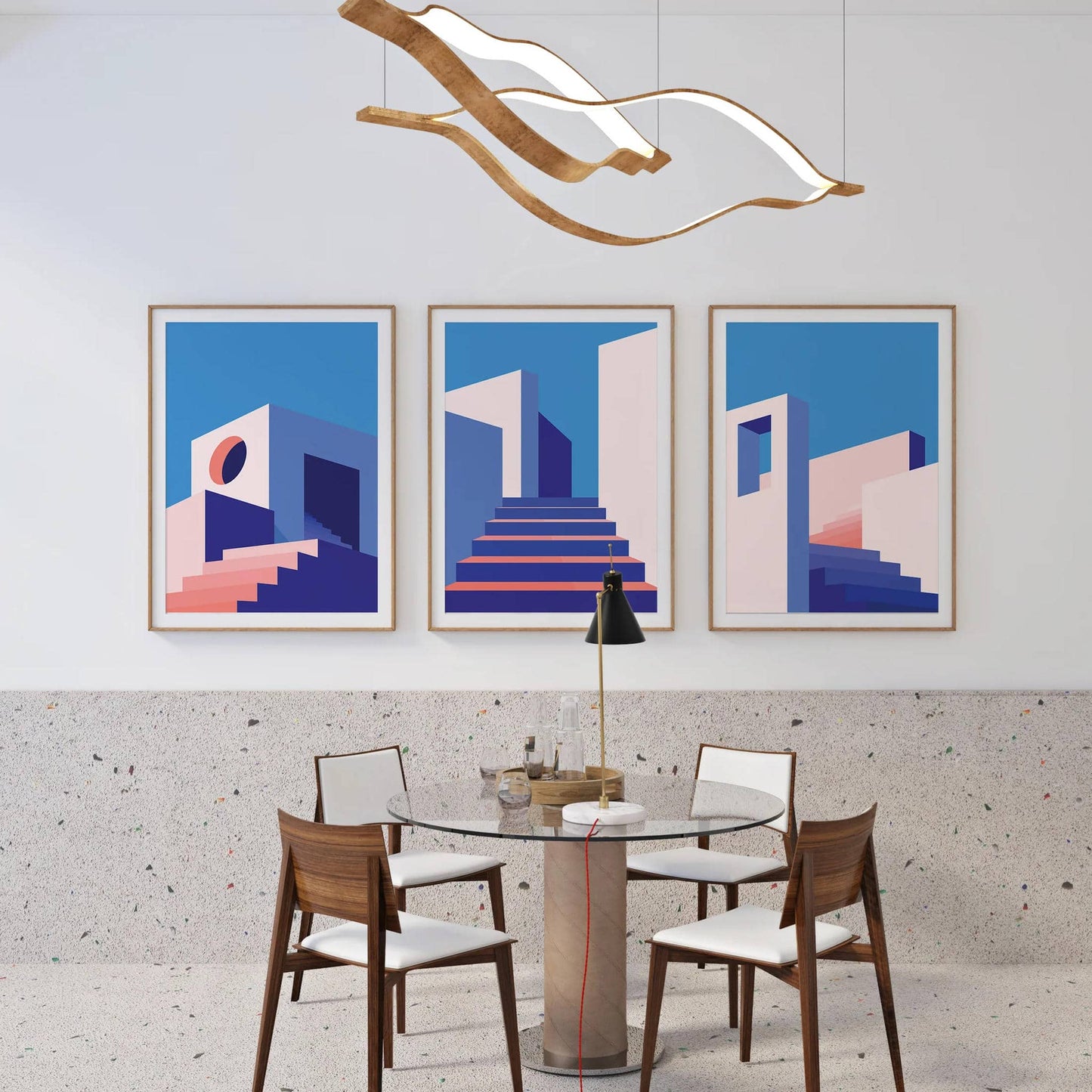 Set of 3 Blue Architecture Posters - HypeSheriff