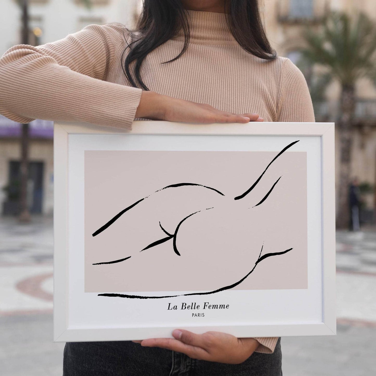 Nude Line Art Woman Body Horizontal Print - HypeSheriff