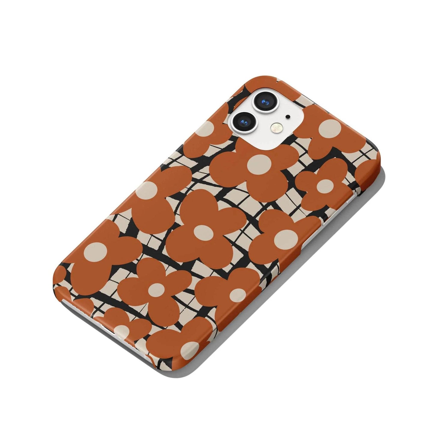 Burnt Orange Flowers iPhone Case - HypeSheriff