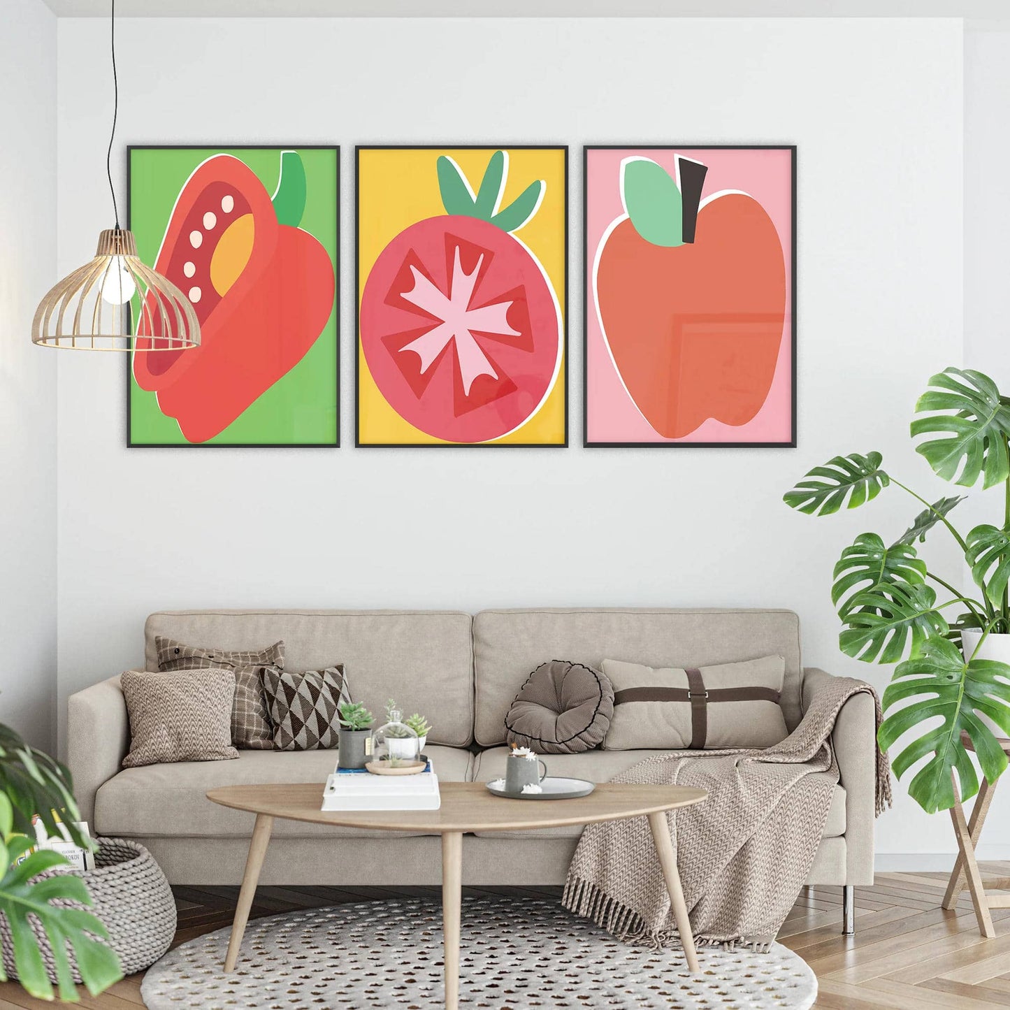 Set of 3 Happy Veggies Prints - HypeSheriff