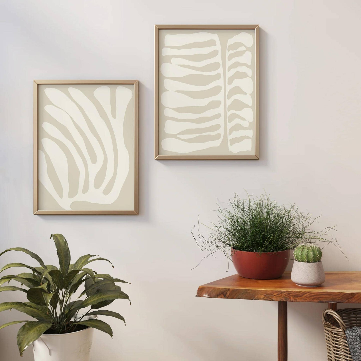 Set of 2 Beige Leaves Posters - HypeSheriff