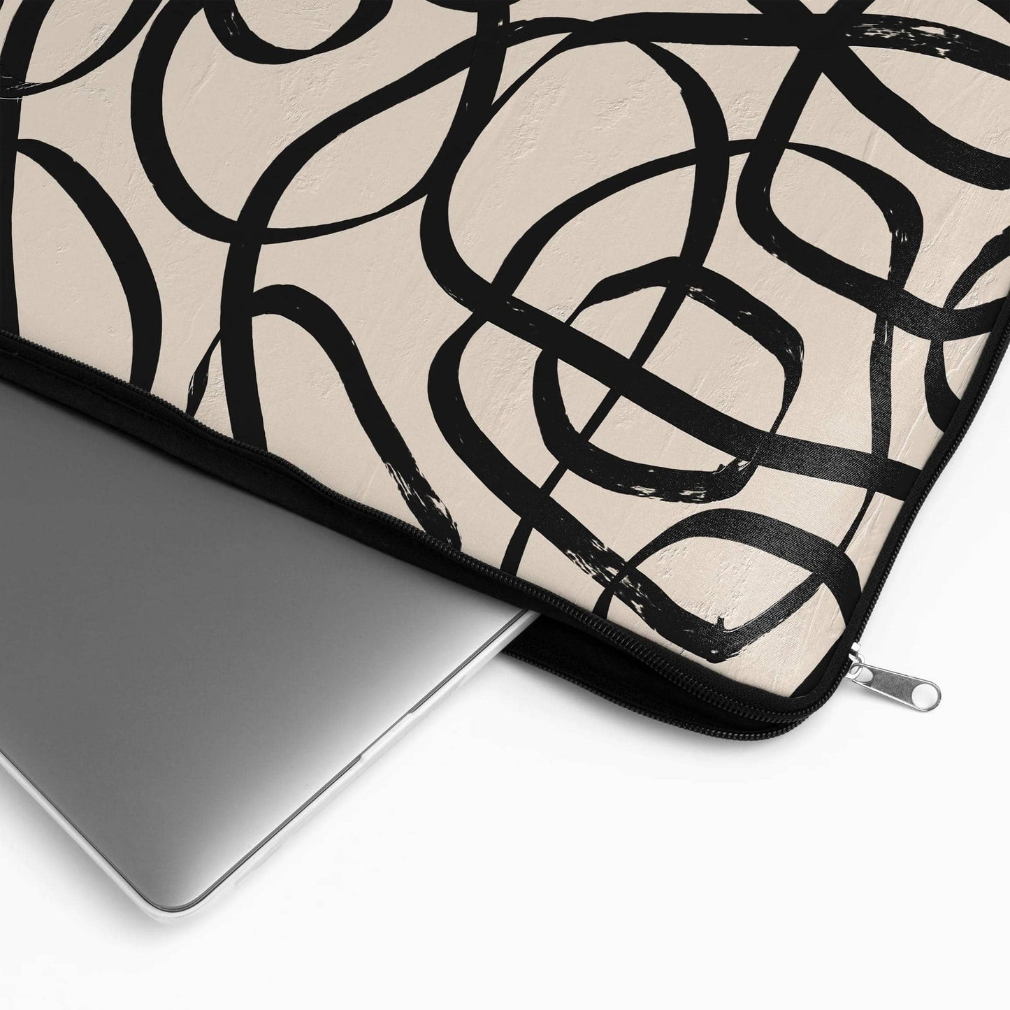Black Swirl Lines - Laptop Sleeve - HypeSheriff