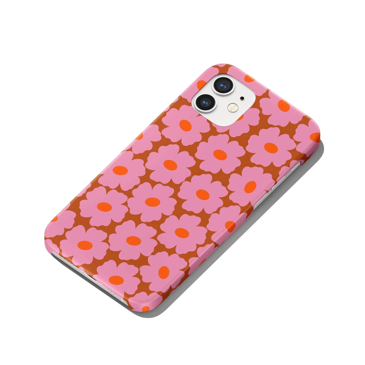 Retro Pink 60s Flowers Pattern iPhone Case - HypeSheriff