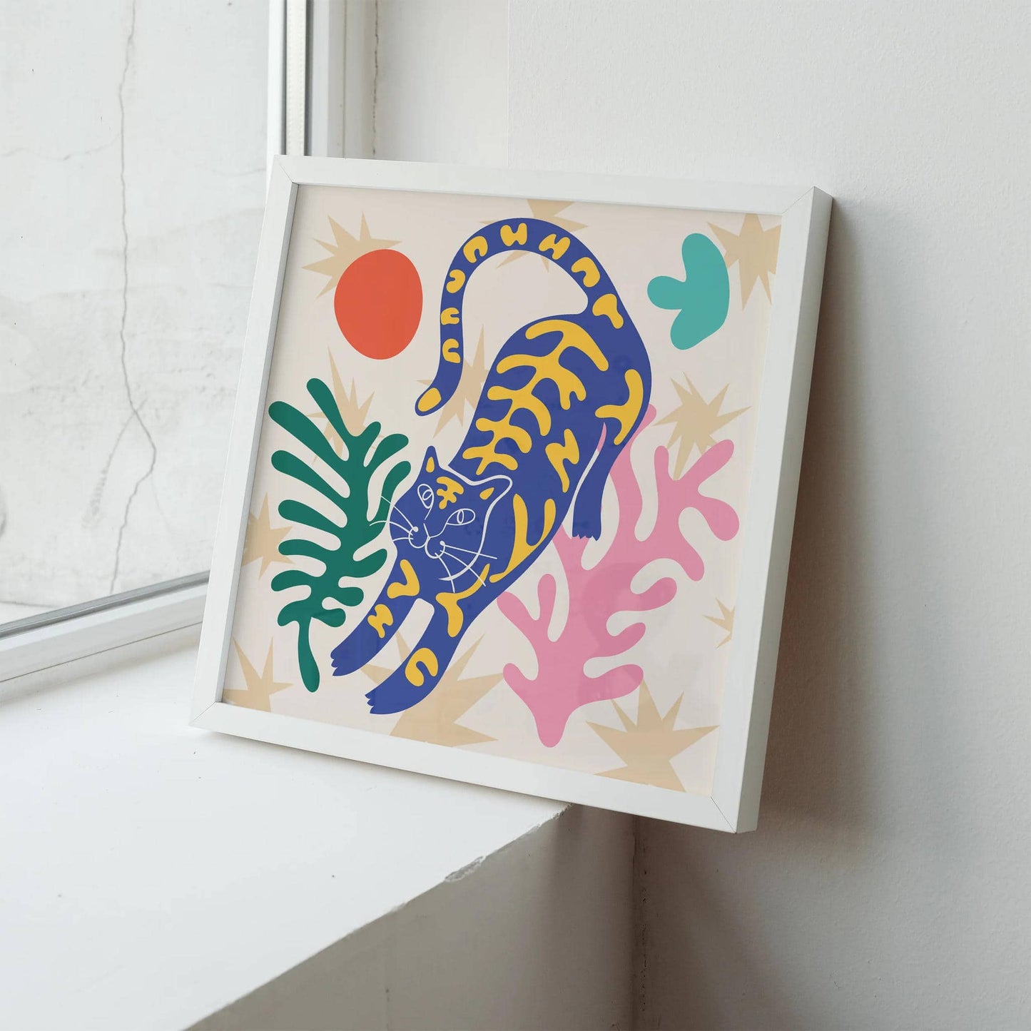 Cute Blue Cat Nursery Print - HypeSheriff