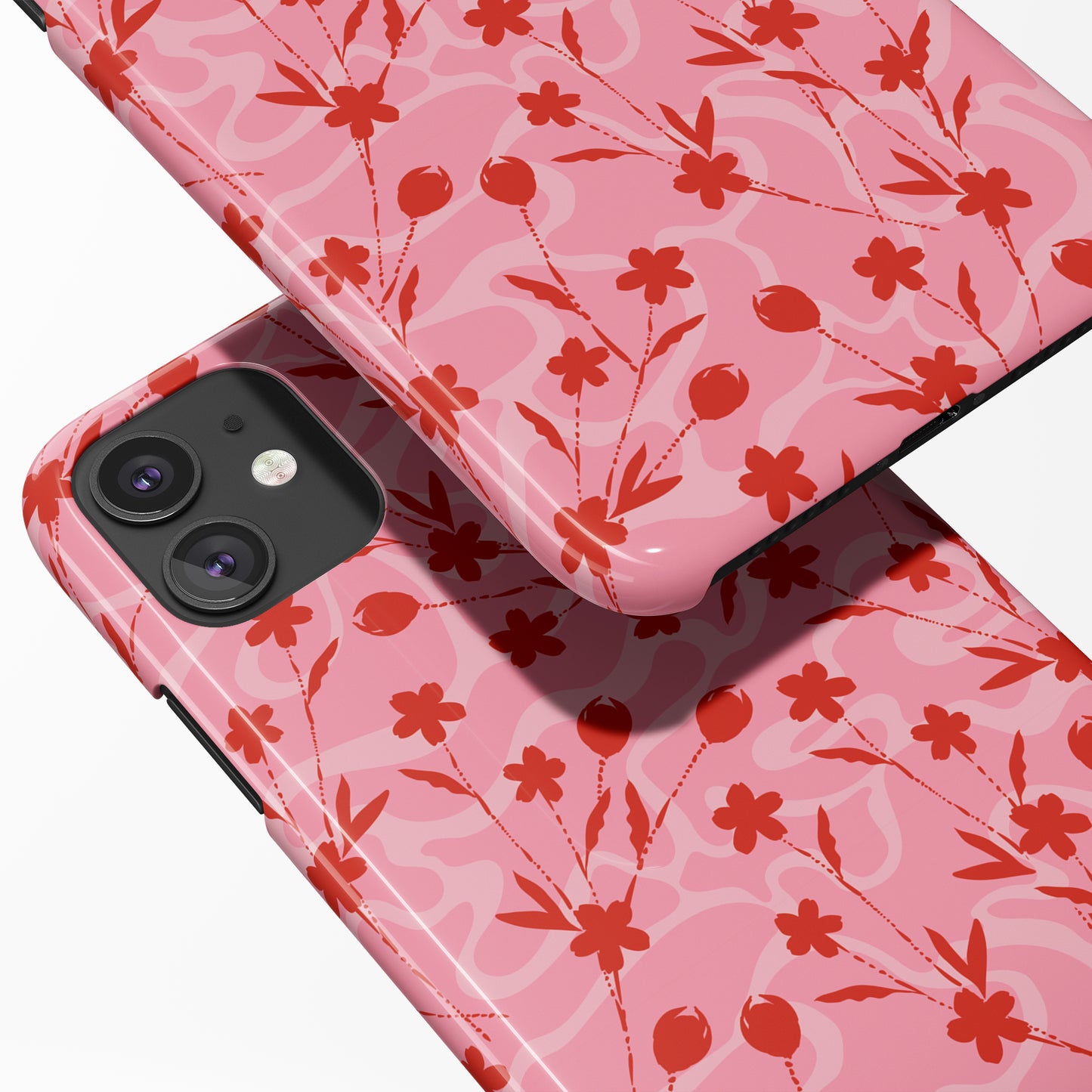 Pink Red Floral iPhone Case - HypeSheriff