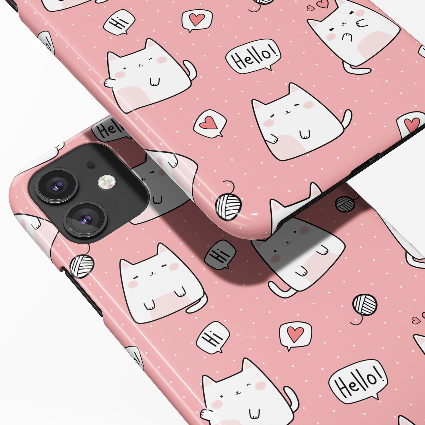 Pink Cute Kitty Cats iPhone Case - HypeSheriff