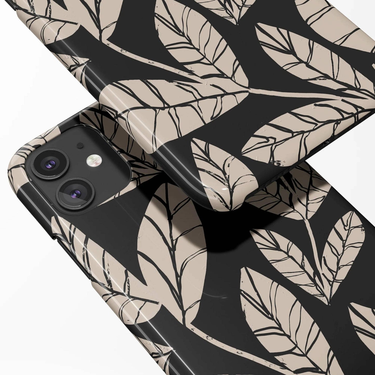 Painted Black Floral Pattern iPhone Case - HypeSheriff