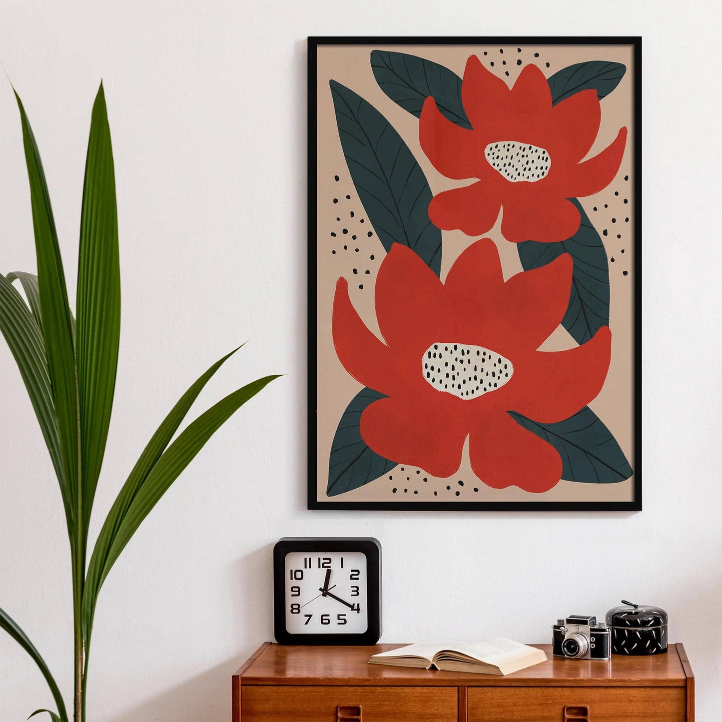 Retro Red Flowers Poster - HypeSheriff